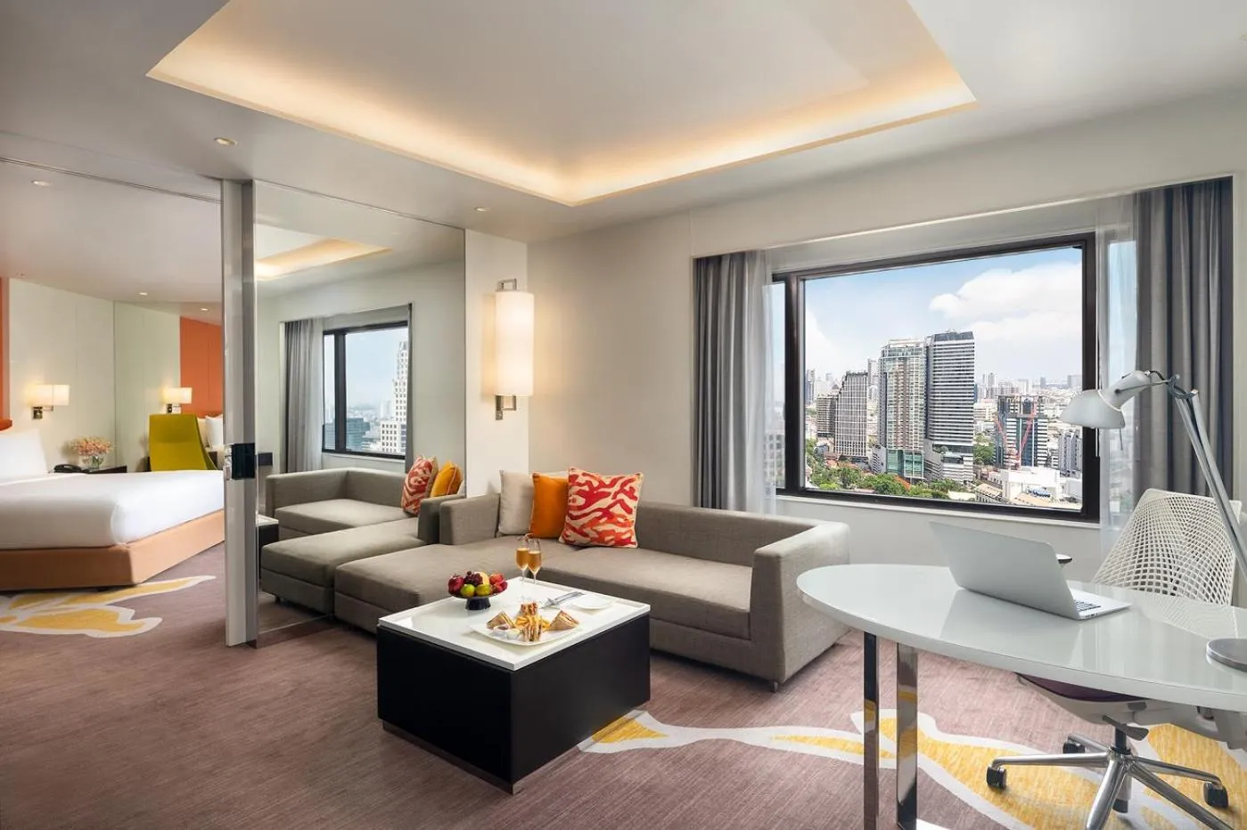 Living room, Bed in Crowne Plaza Bangkok Lumpini Park by IHG