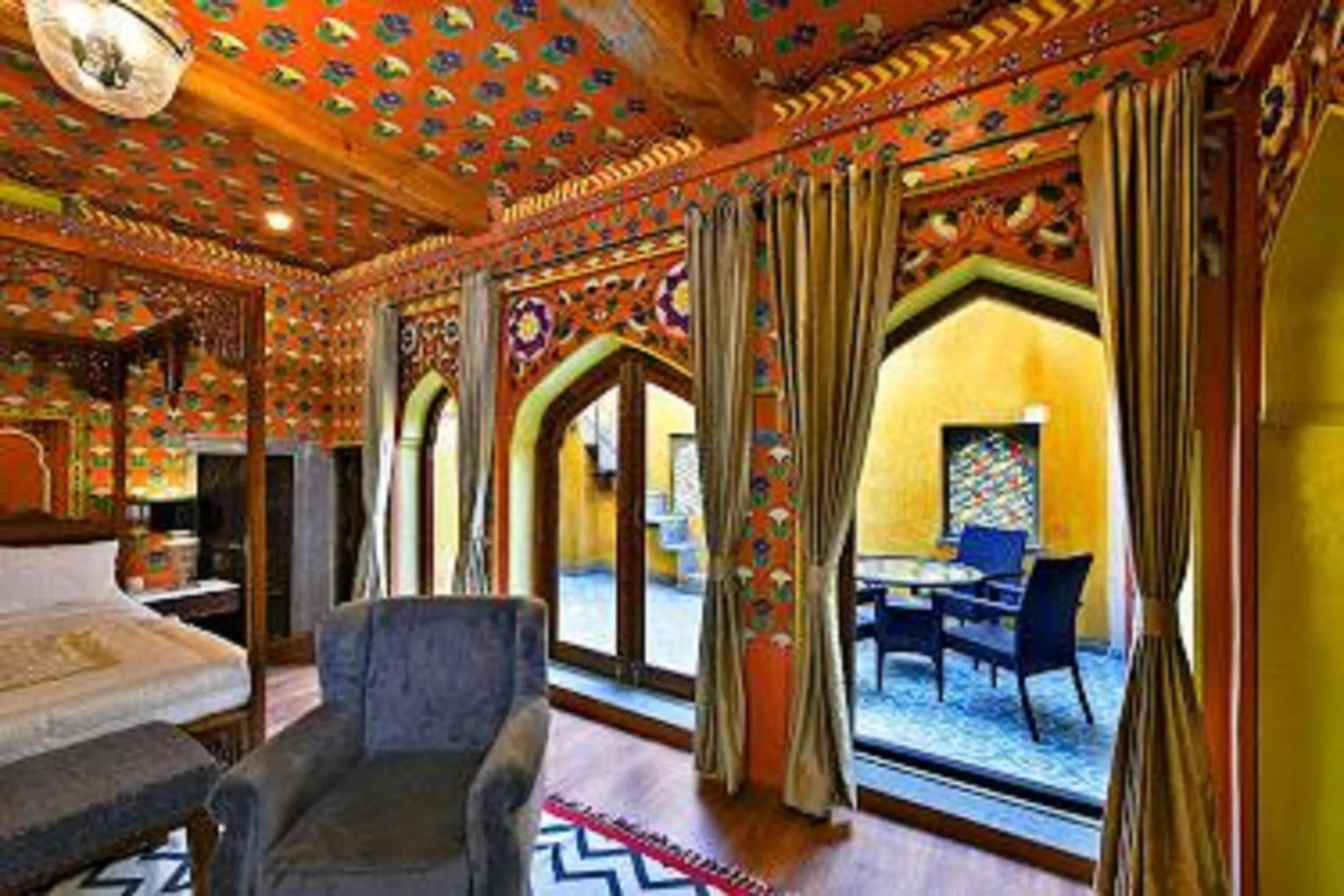 Seating area, Bed in Gogunda Palace