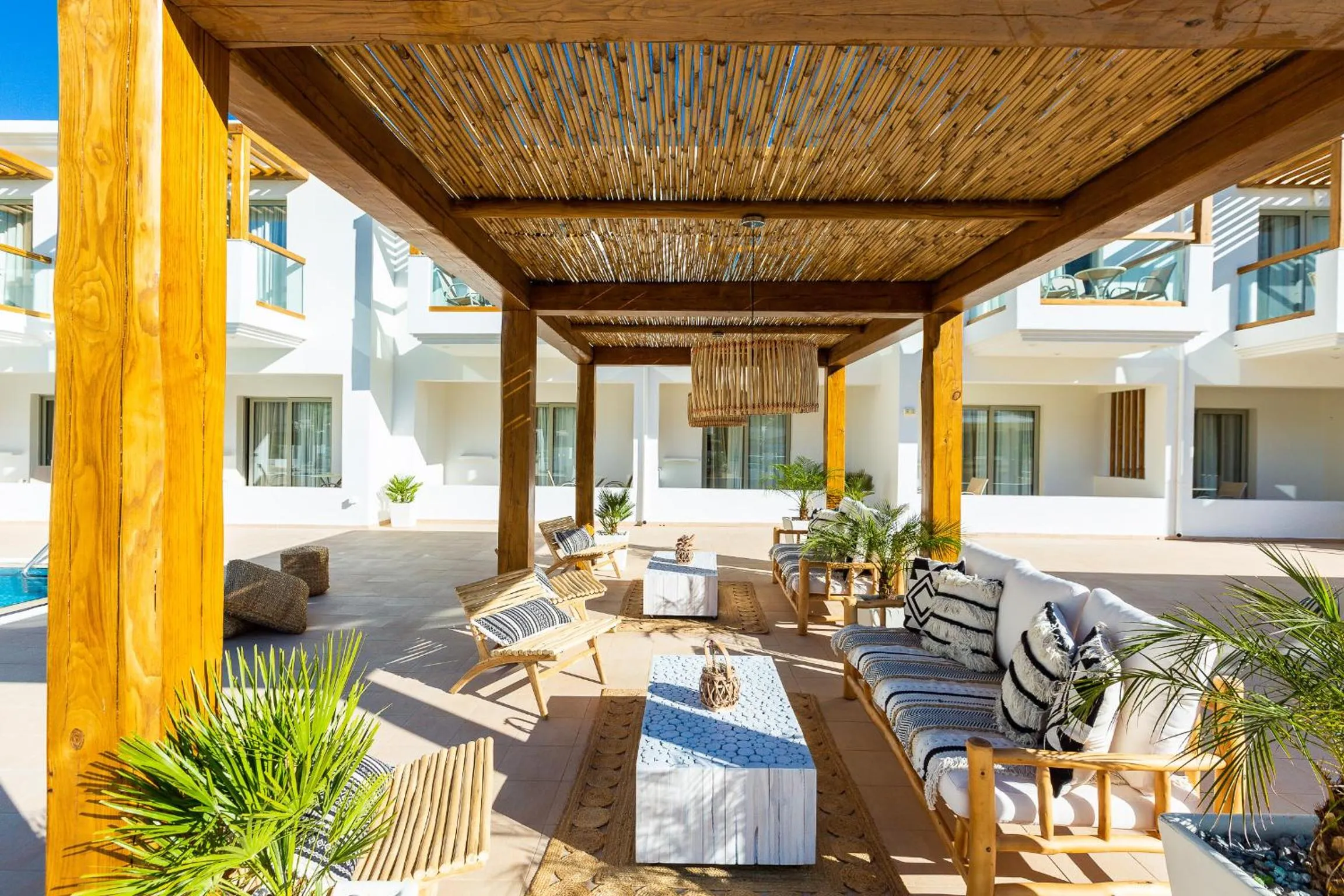 Seating area in Nostos Beach Boutique Hotel