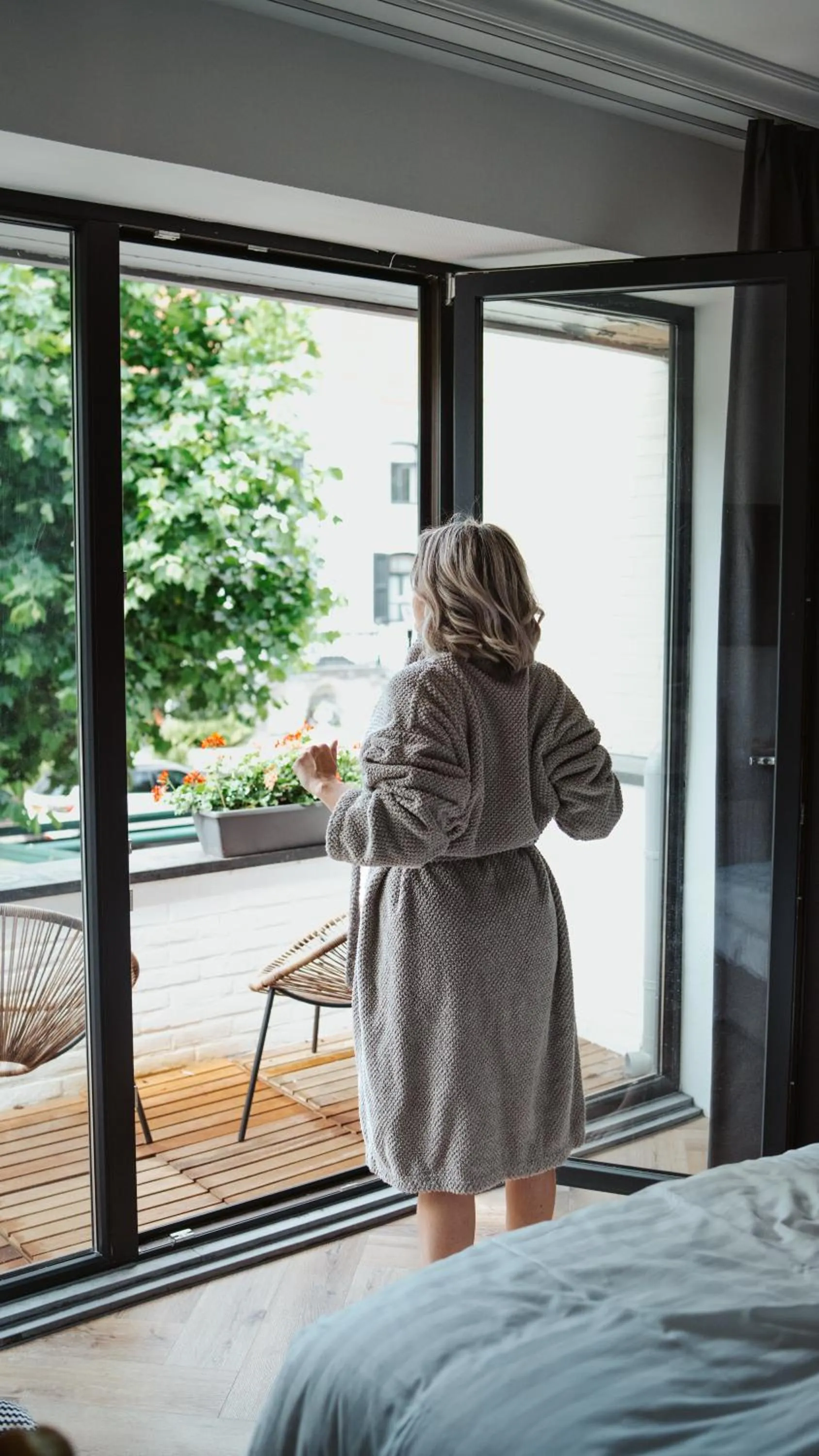 Balcony/Terrace, Bed in Hotel Janssen