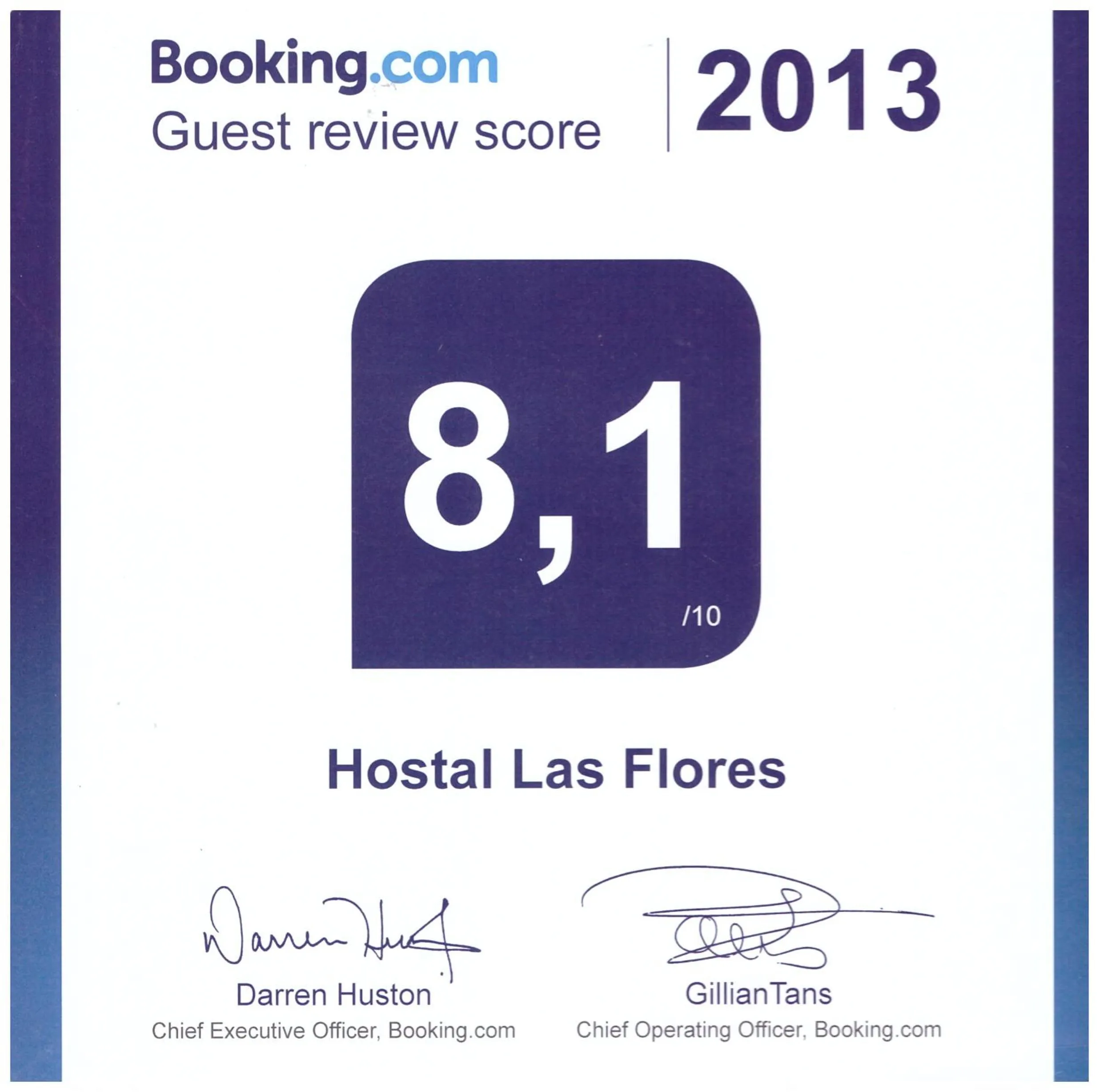 Logo/Certificate/Sign in Hostal Las Flores Ramblas