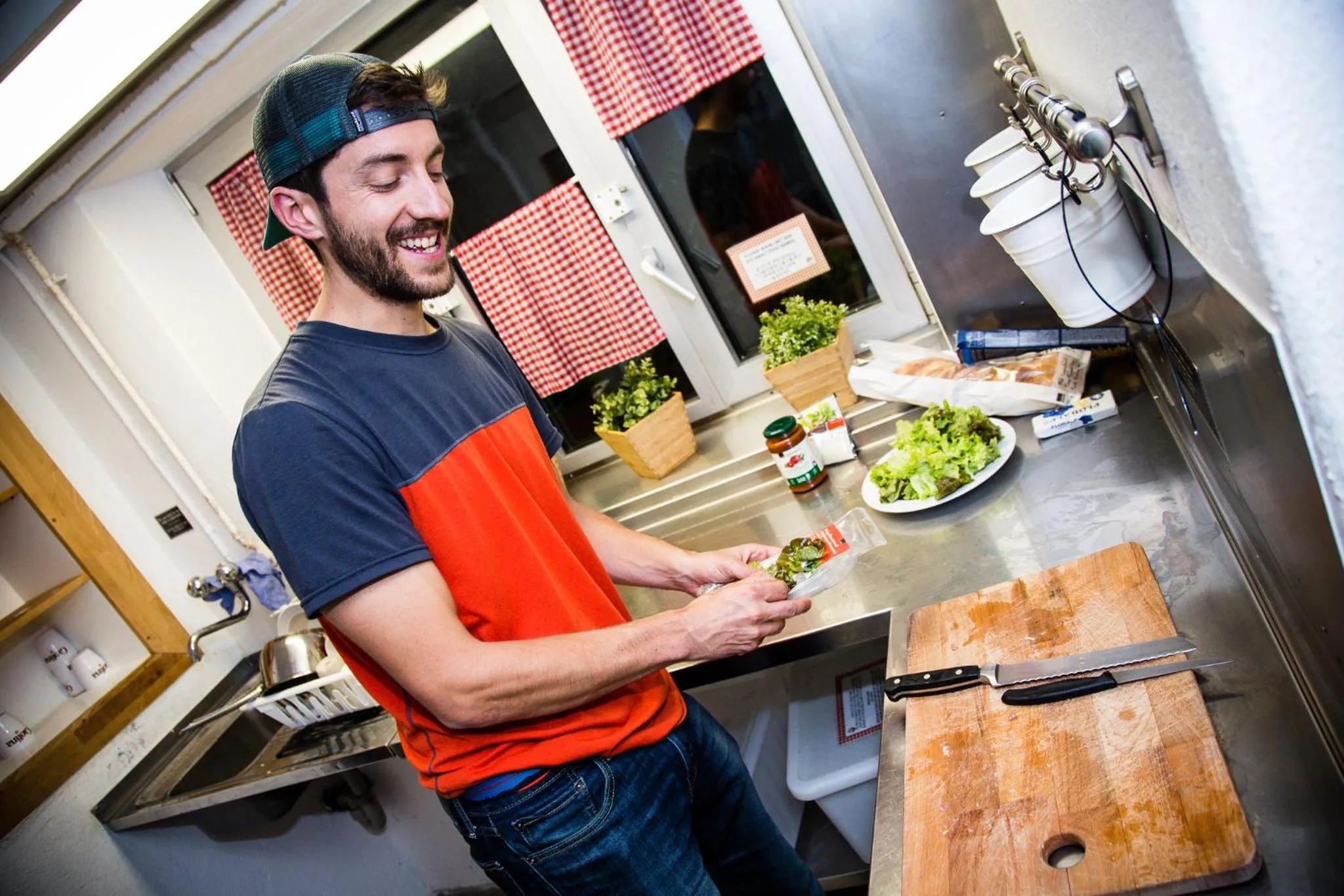 Communal kitchen in Balmers Hostel
