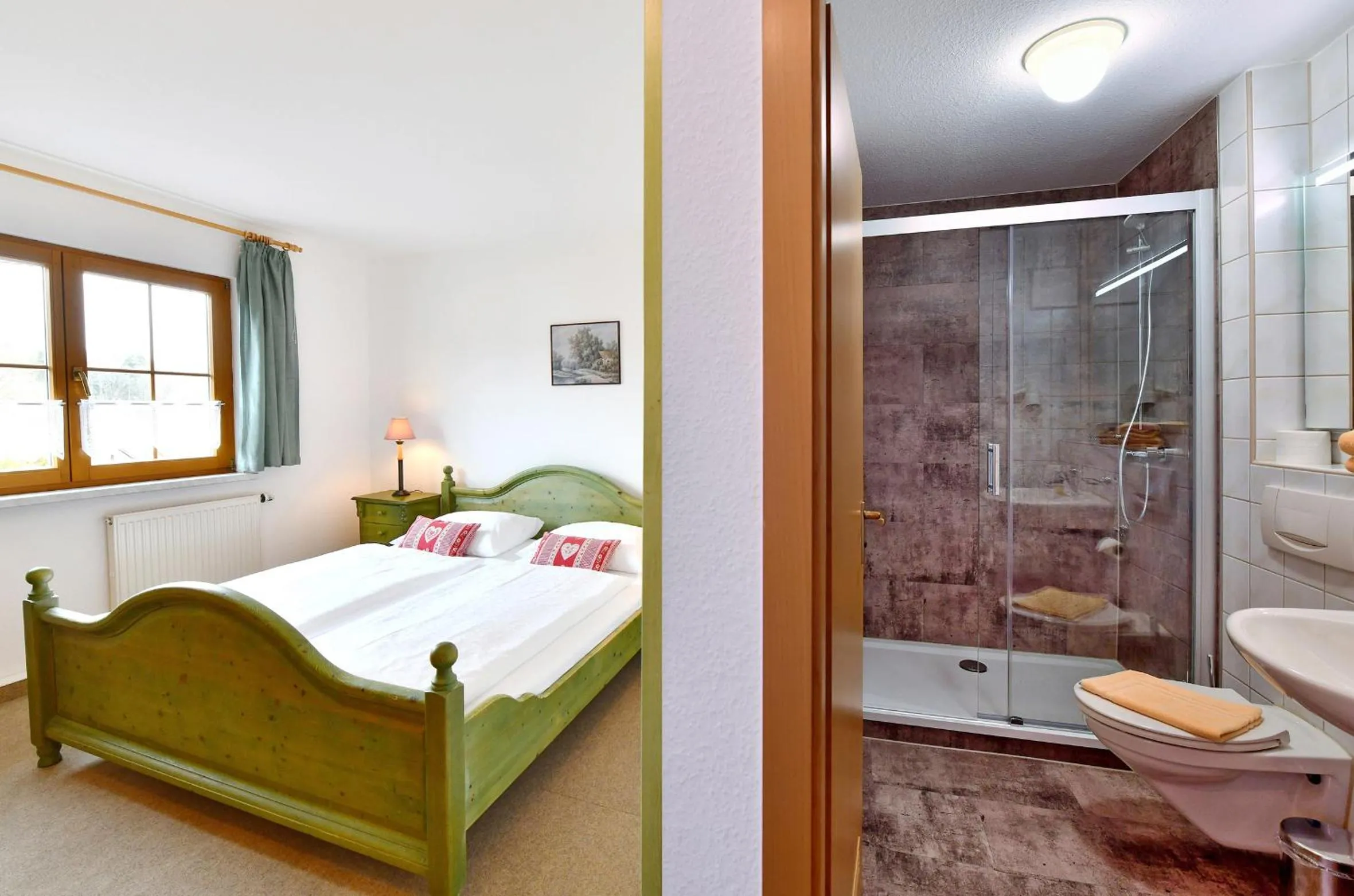 Bathroom, Bed in Landhotel Jungbrunnen