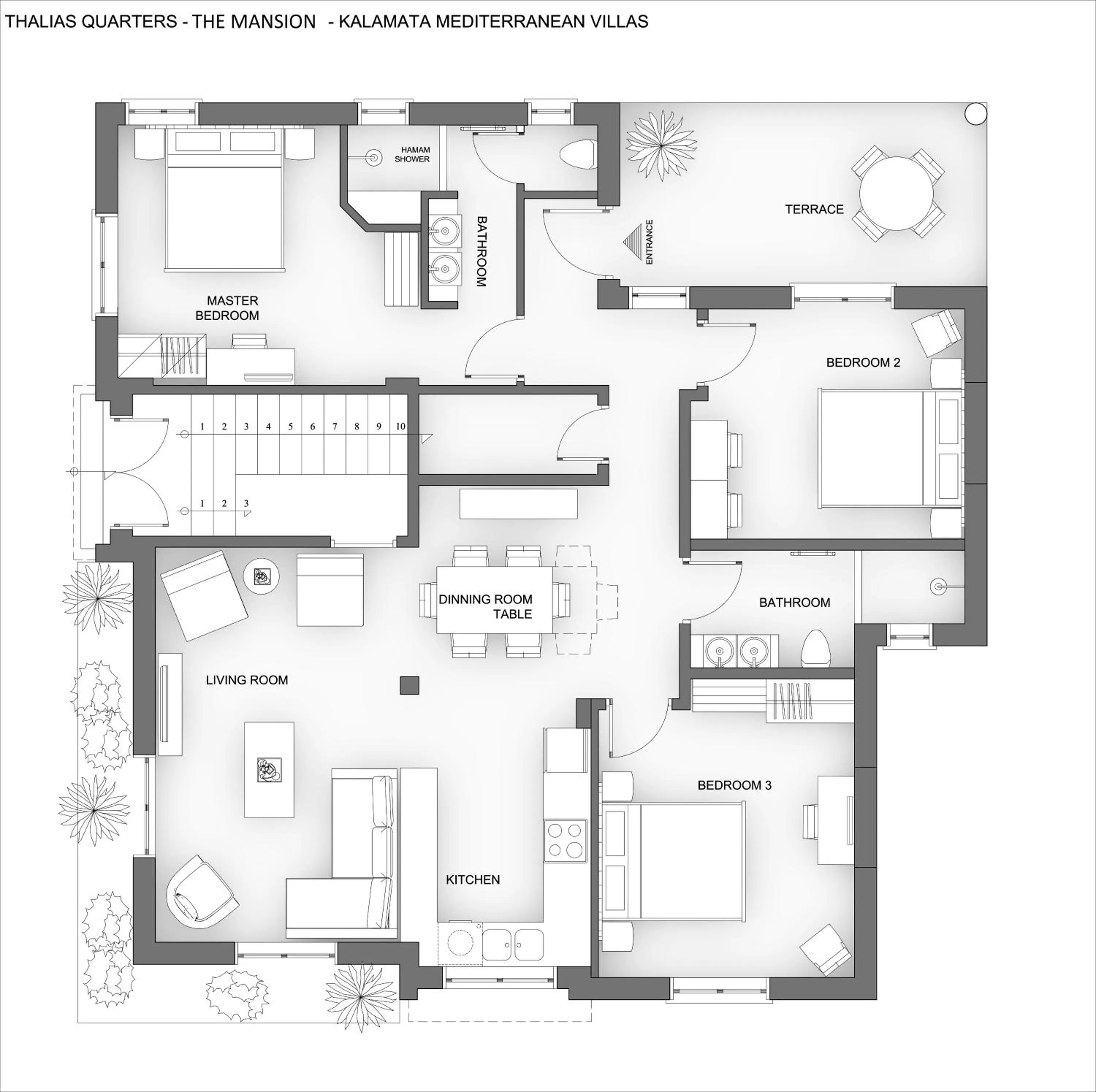 Floor plan in The Mansion - Kalamata Mediterranean Villas