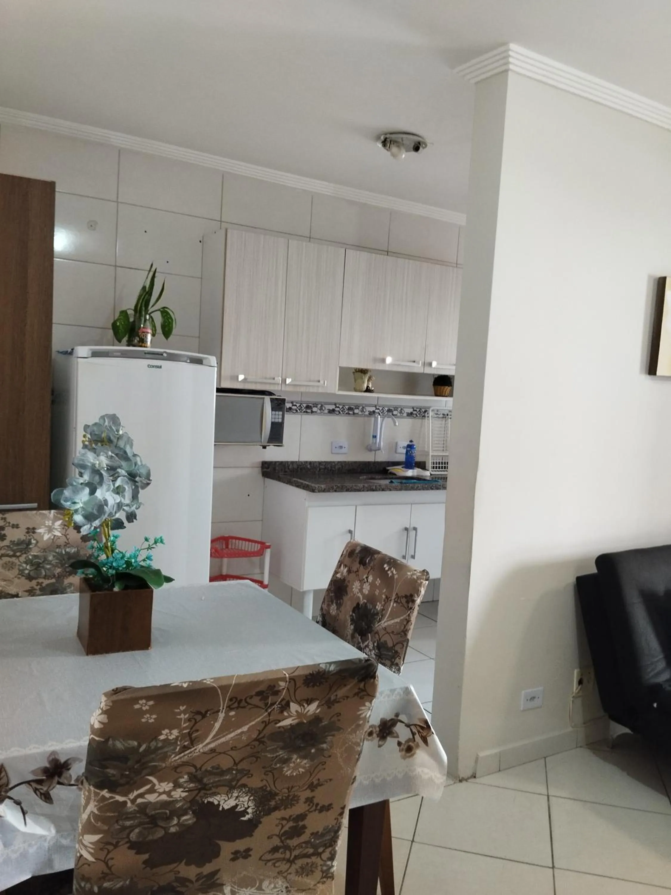 Kitchen or kitchenette in Apê Temporada Praia Grande SP Completo com Piscina, Churrasqueira, Estacionamento, Wi-Fi