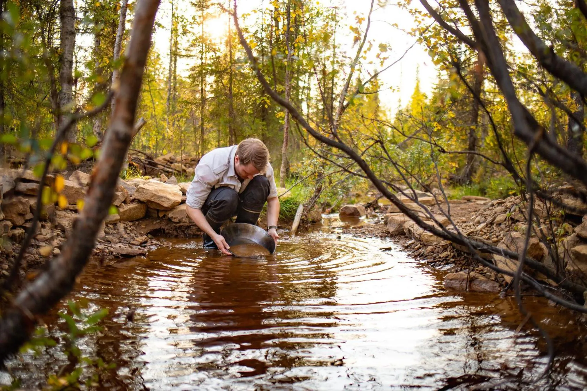 People in Tankavaara Gold Village