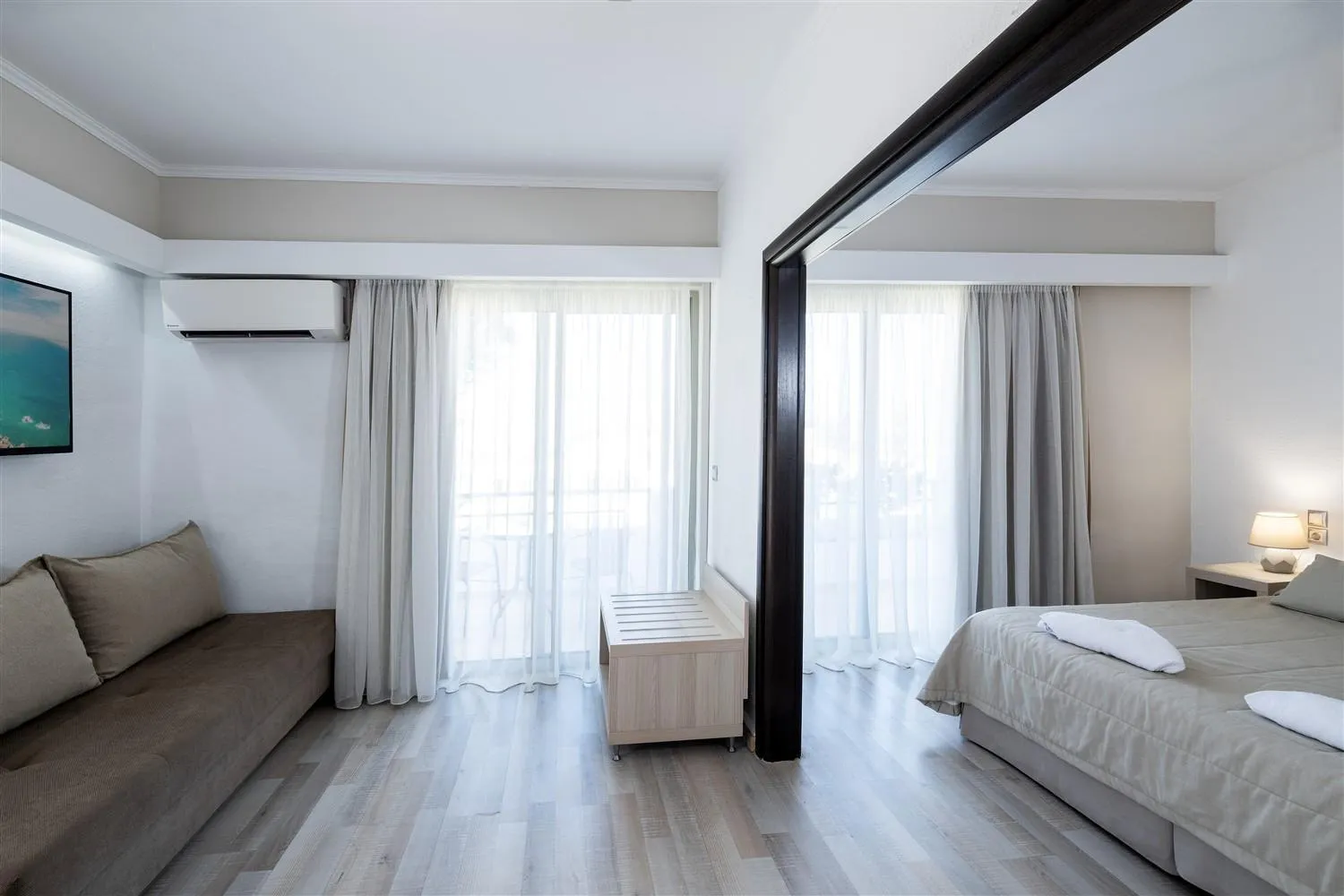 Living room, Bed in Terinikos Sunny Garden Hotel & Junior Suites New Renovation 2025