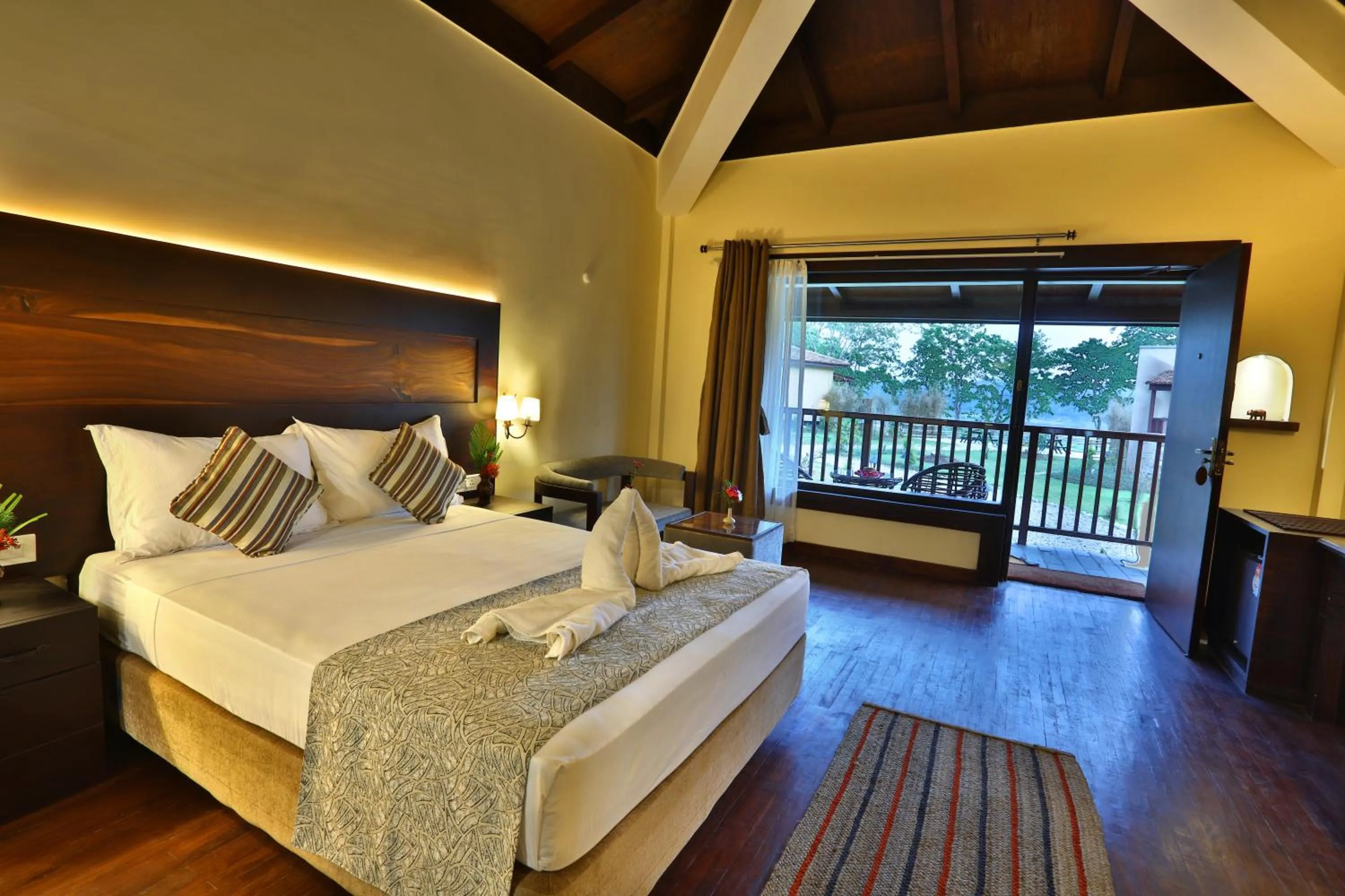 View (from property/room), Bed in Jungle Villa Resort - Near Chitwan National Park