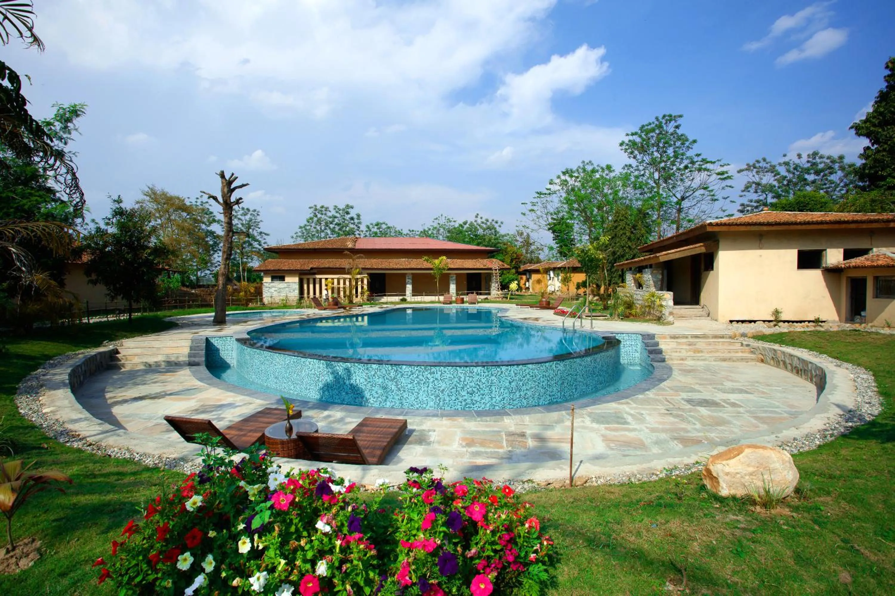 Swimming pool in Jungle Villa Resort - Near Chitwan National Park
