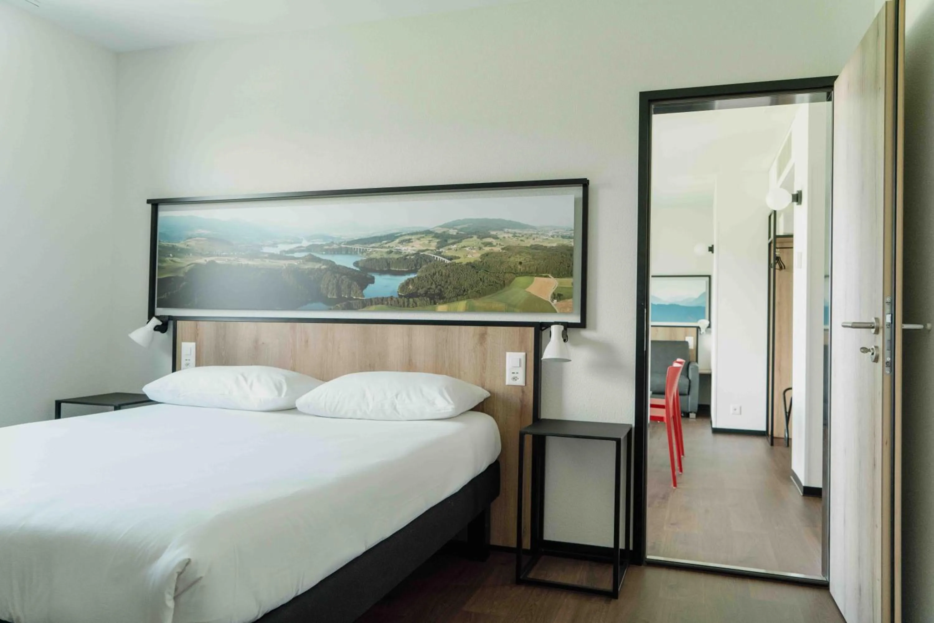 Bedroom, Bed in ibis Bulle - La Gruyère Swiss Bike Hotel