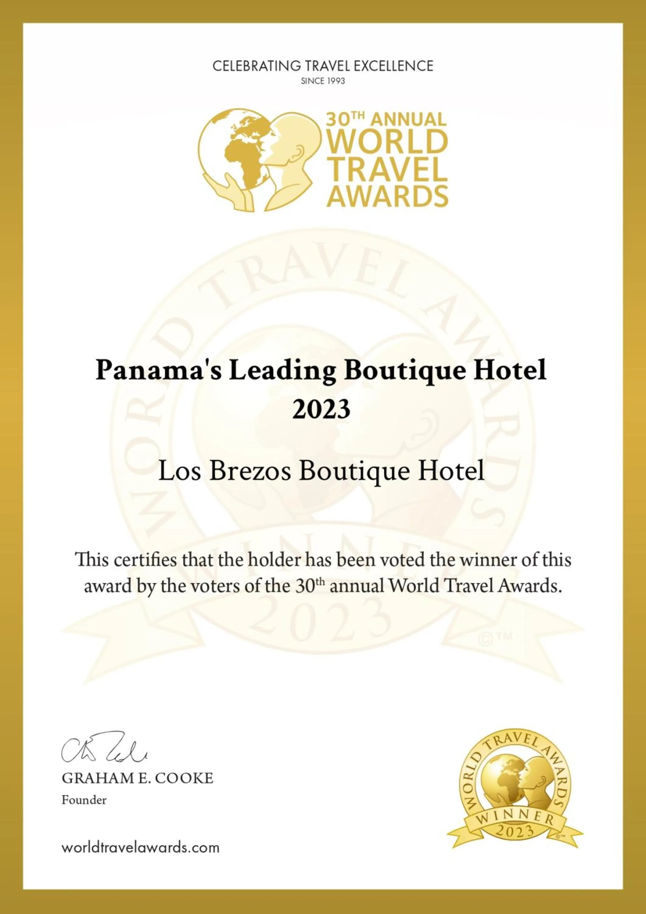 Certificate/Award in Los Brezos Hotel Boutique