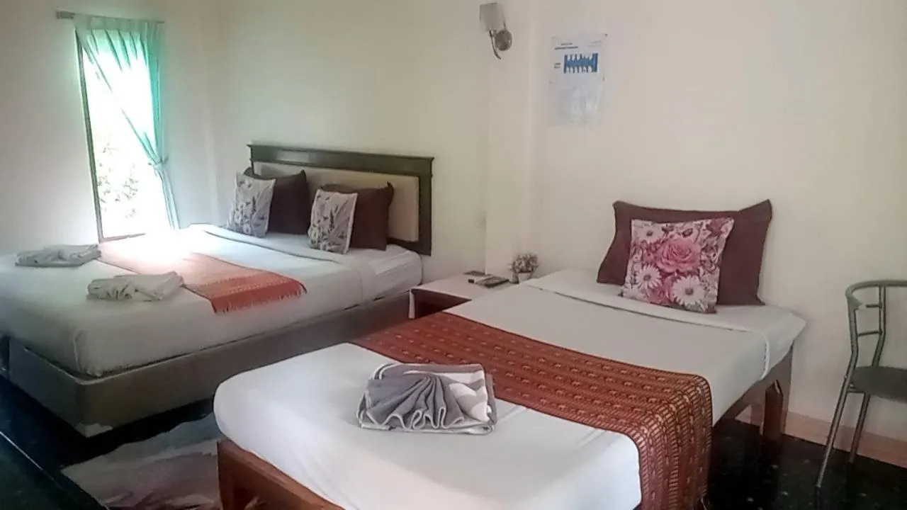 Bed in Aonang Green Park Bungalow