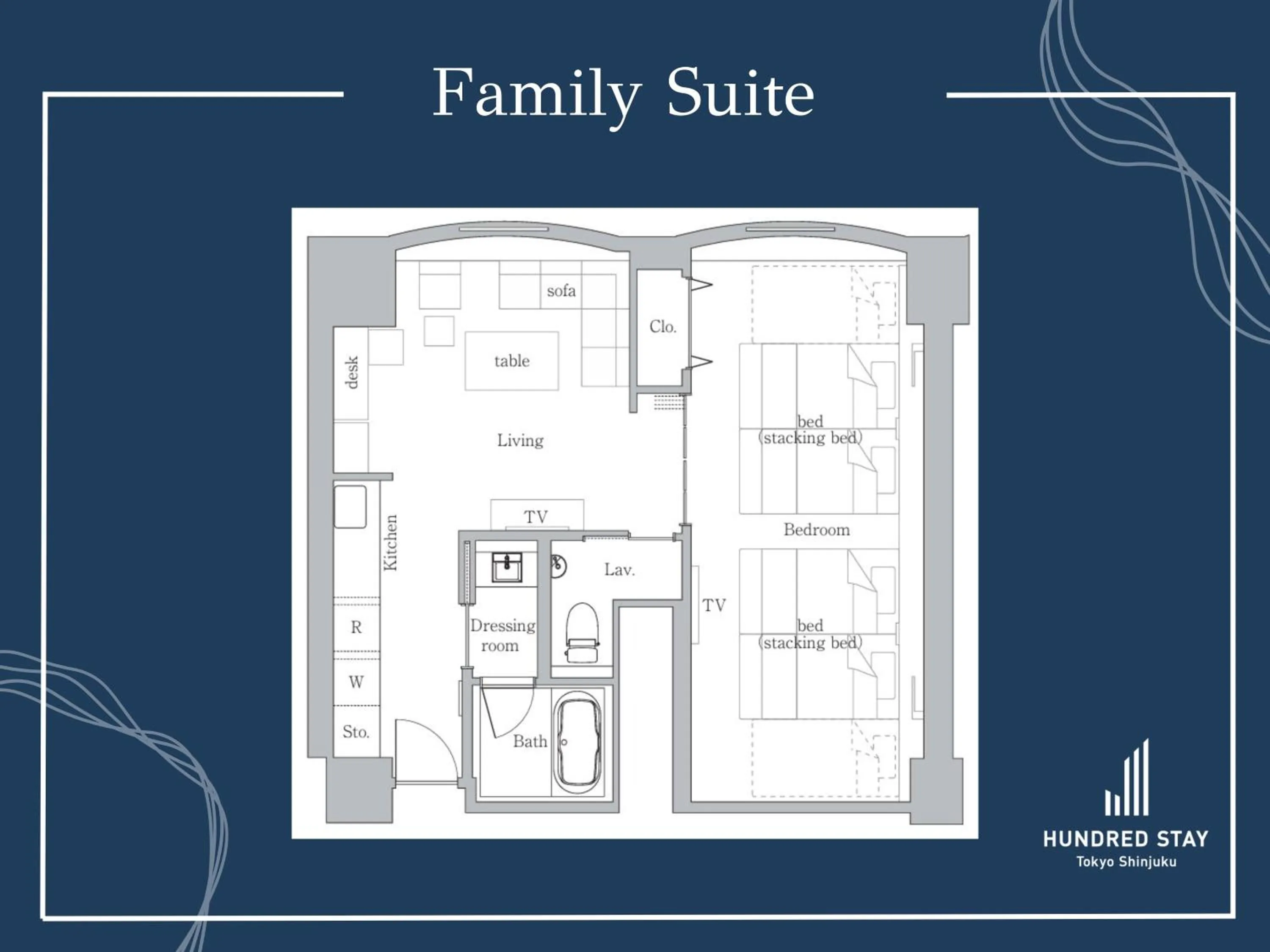 Floor plan in Hundred Stay Tokyo Shinjuku