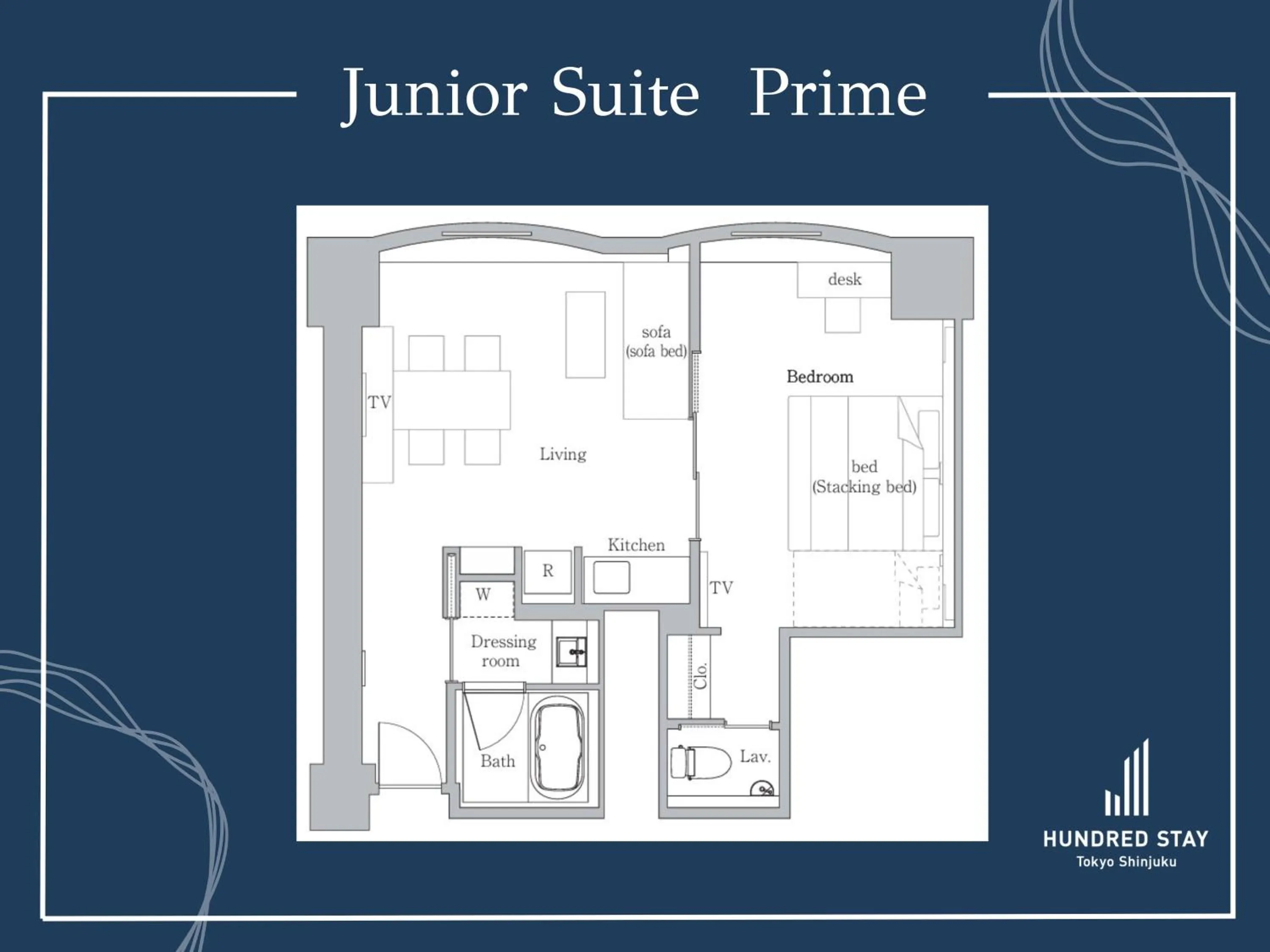 Floor plan in Hundred Stay Tokyo Shinjuku
