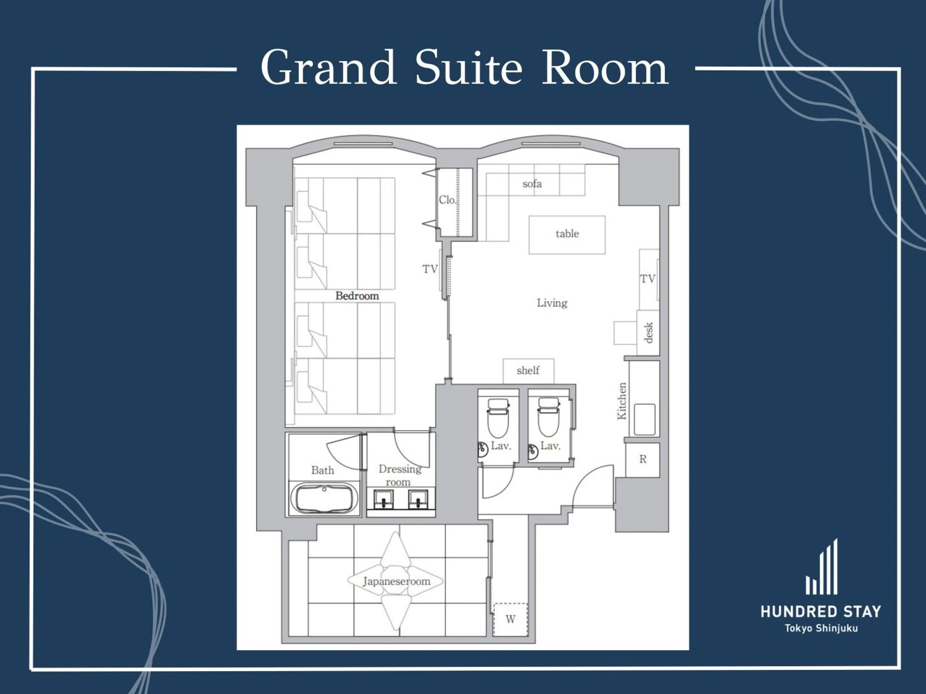 Floor plan in Hundred Stay Tokyo Shinjuku