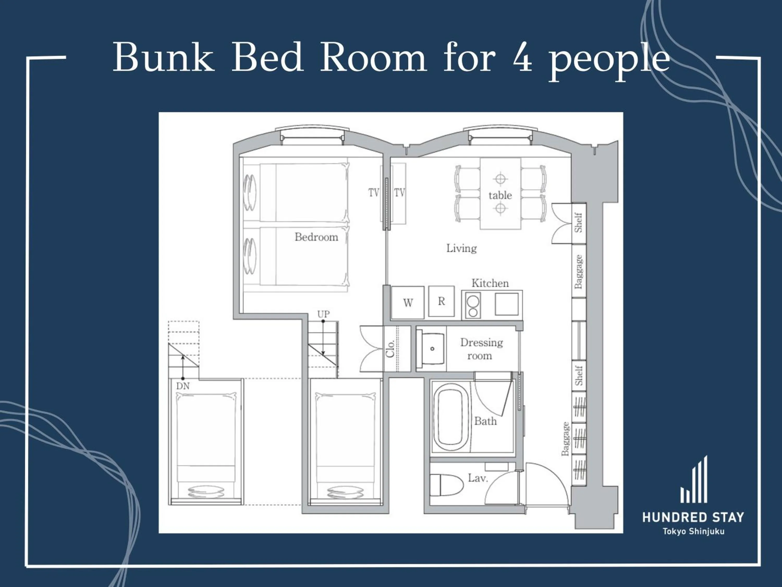 Floor plan in Hundred Stay Tokyo Shinjuku