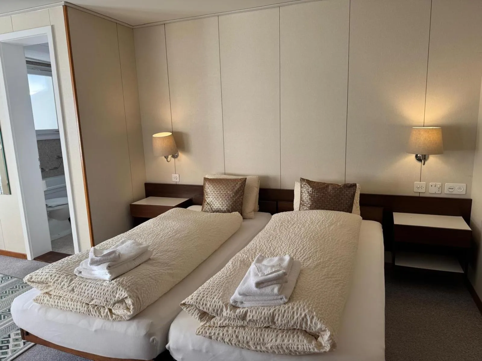 Bed in Guest Rooms with a great view at Residence Brunner