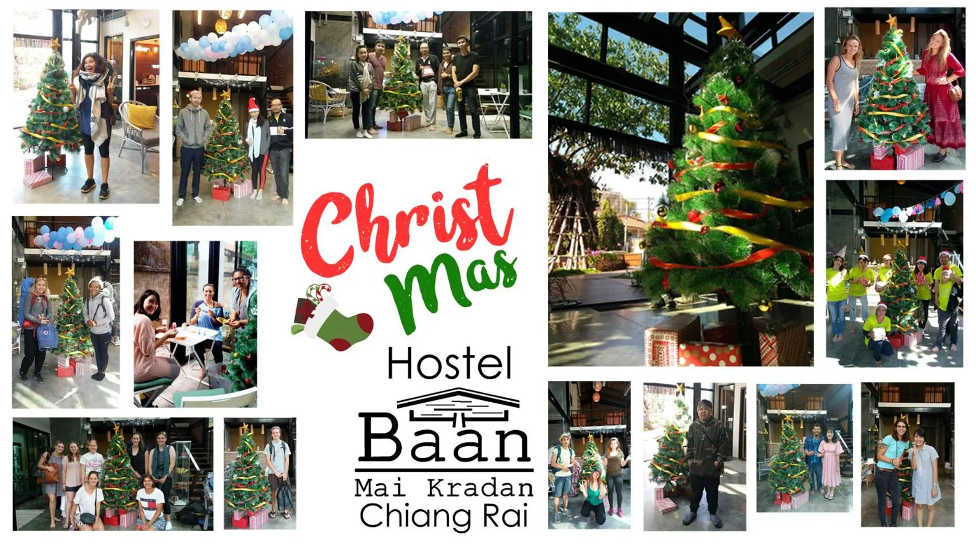 group of guests in Baan Mai Kradan Hostel Chiang Rai