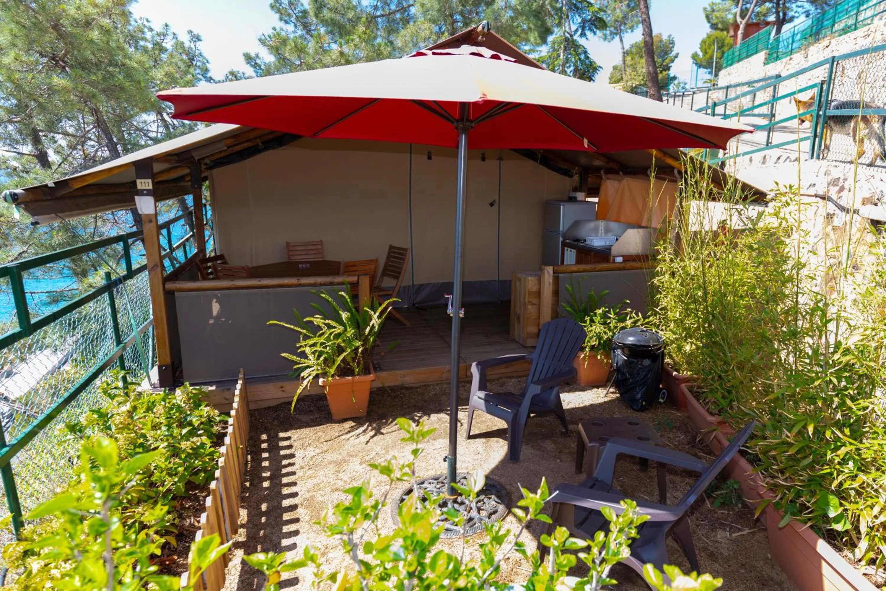 Balcony/Terrace in Camping Bungalows El Far