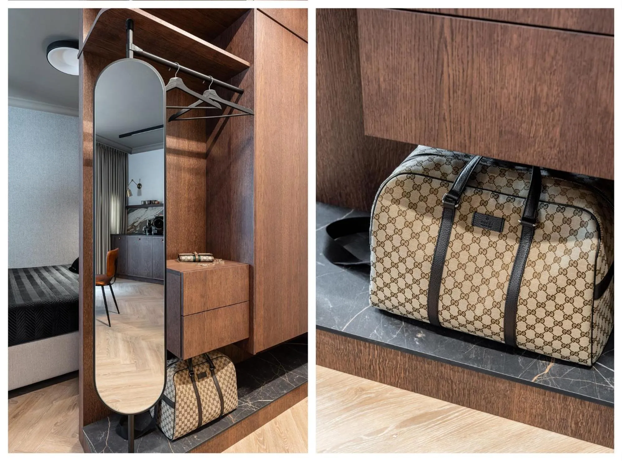 wardrobe, Bed in Lavoo Boutique Apartments