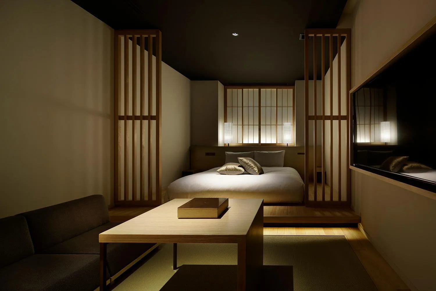 Photo of the whole room, Bed in hotel kanra kyoto