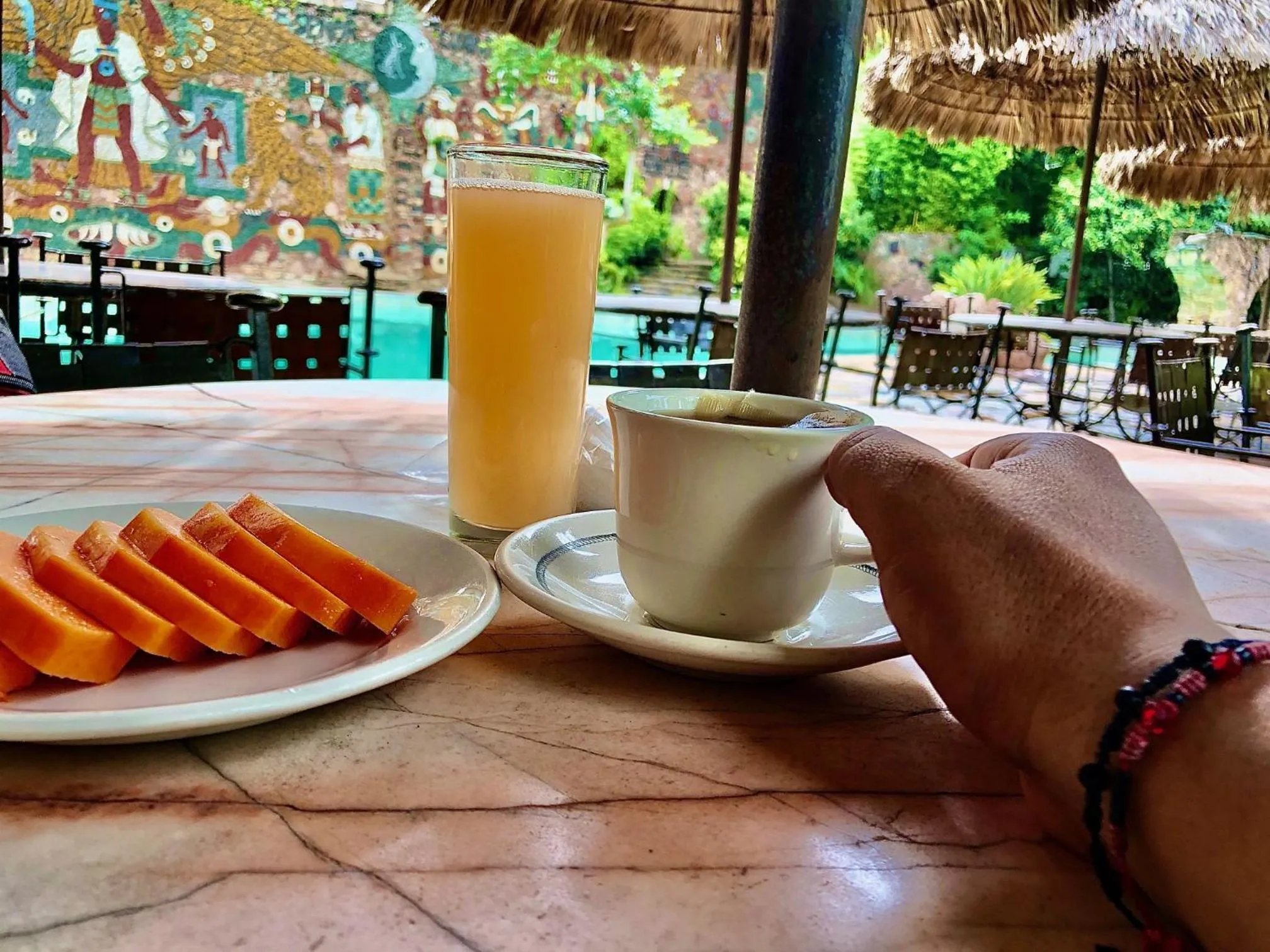 Breakfast in Posada de la Mision, Hotel Museo y Jardin
