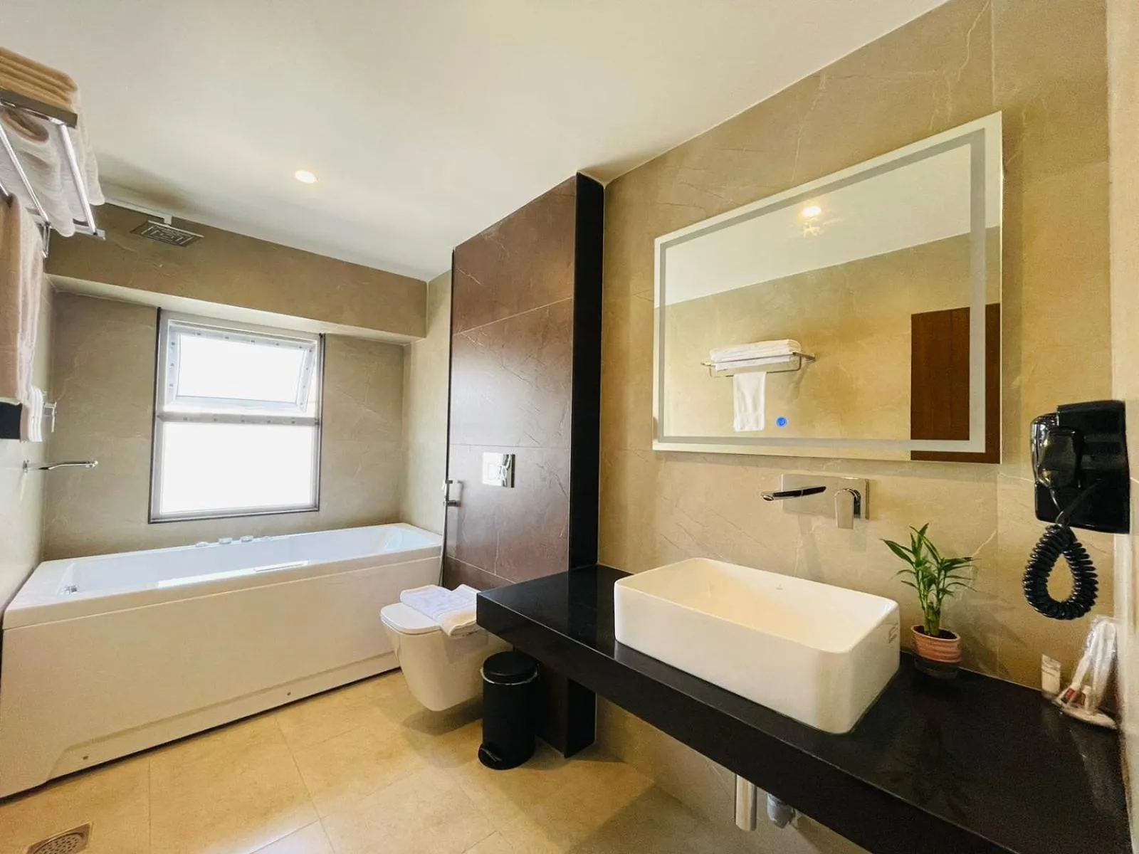 Bathroom, Bed in Timber House by Tara Group