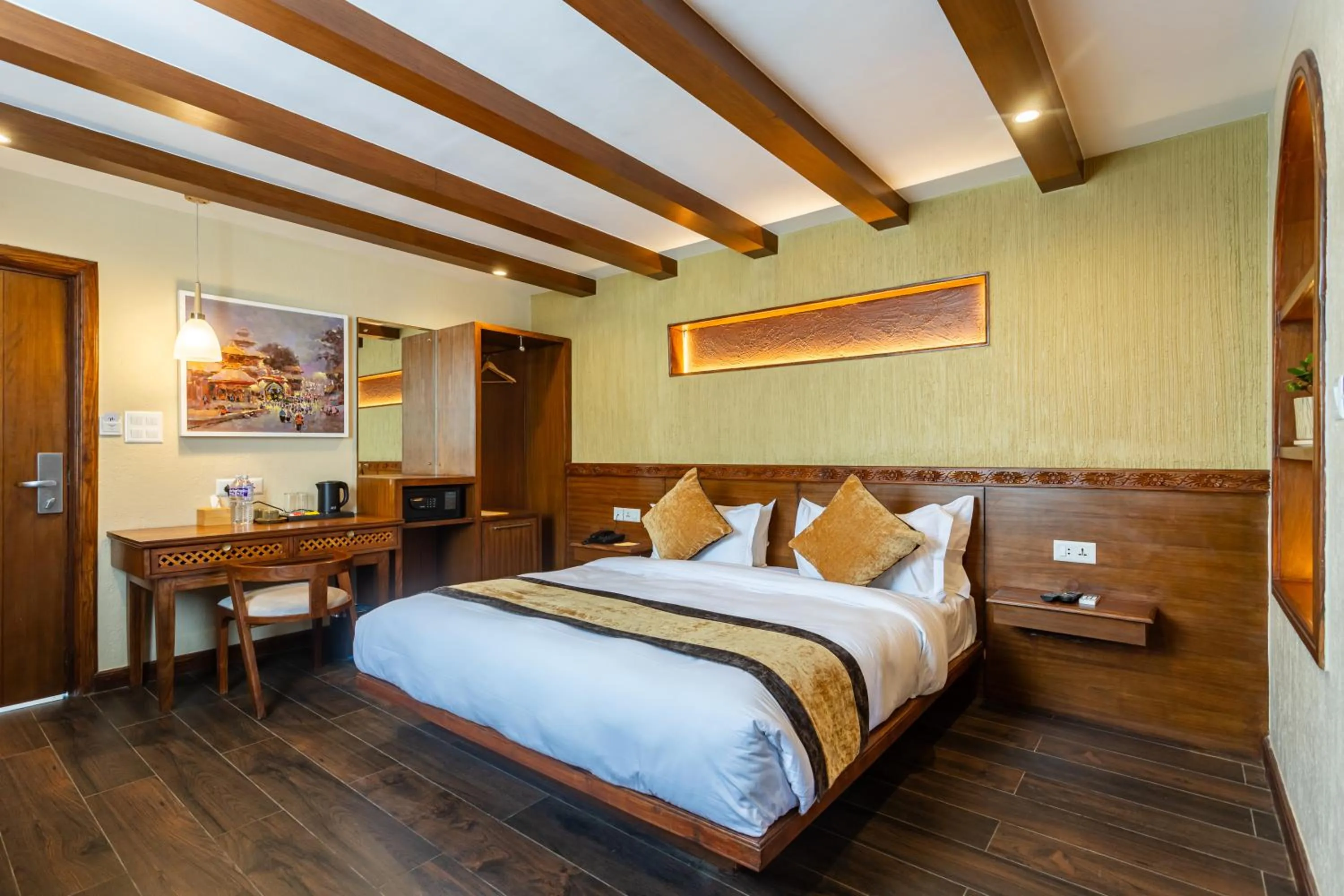 Bedroom, Bed in Timber House by Tara Group