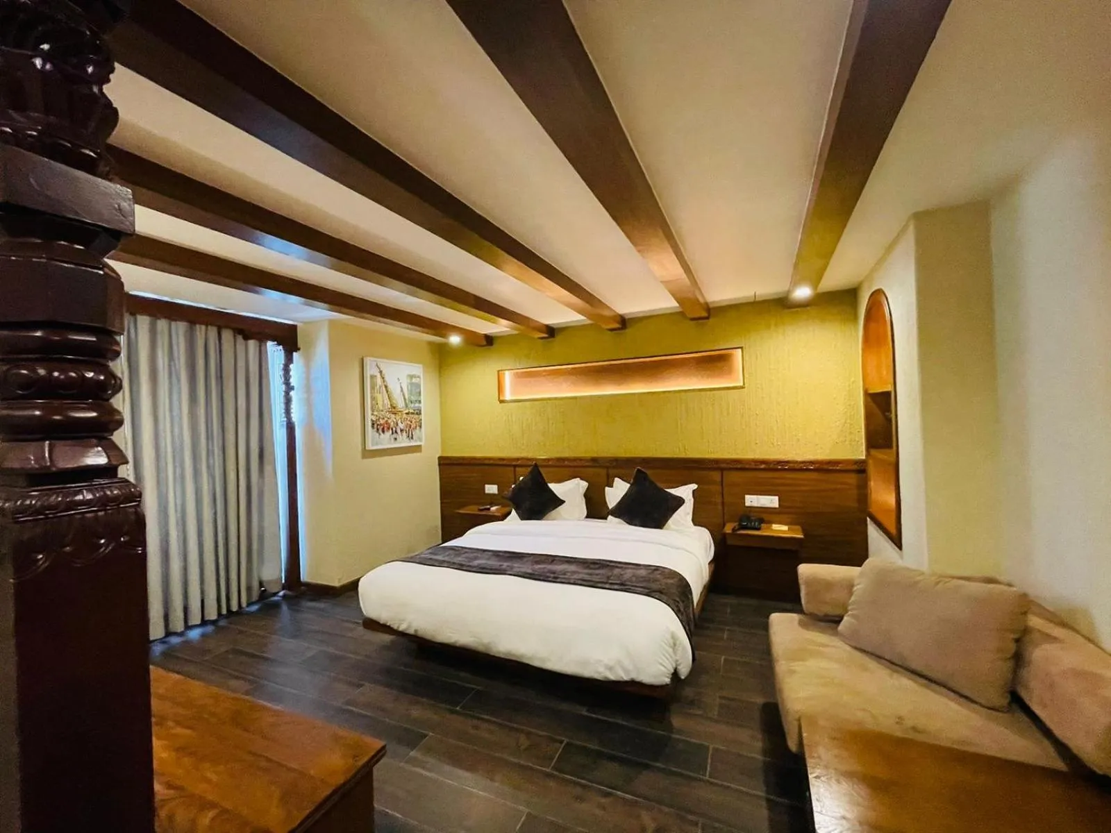 Bedroom, Bed in Timber House by Tara Group