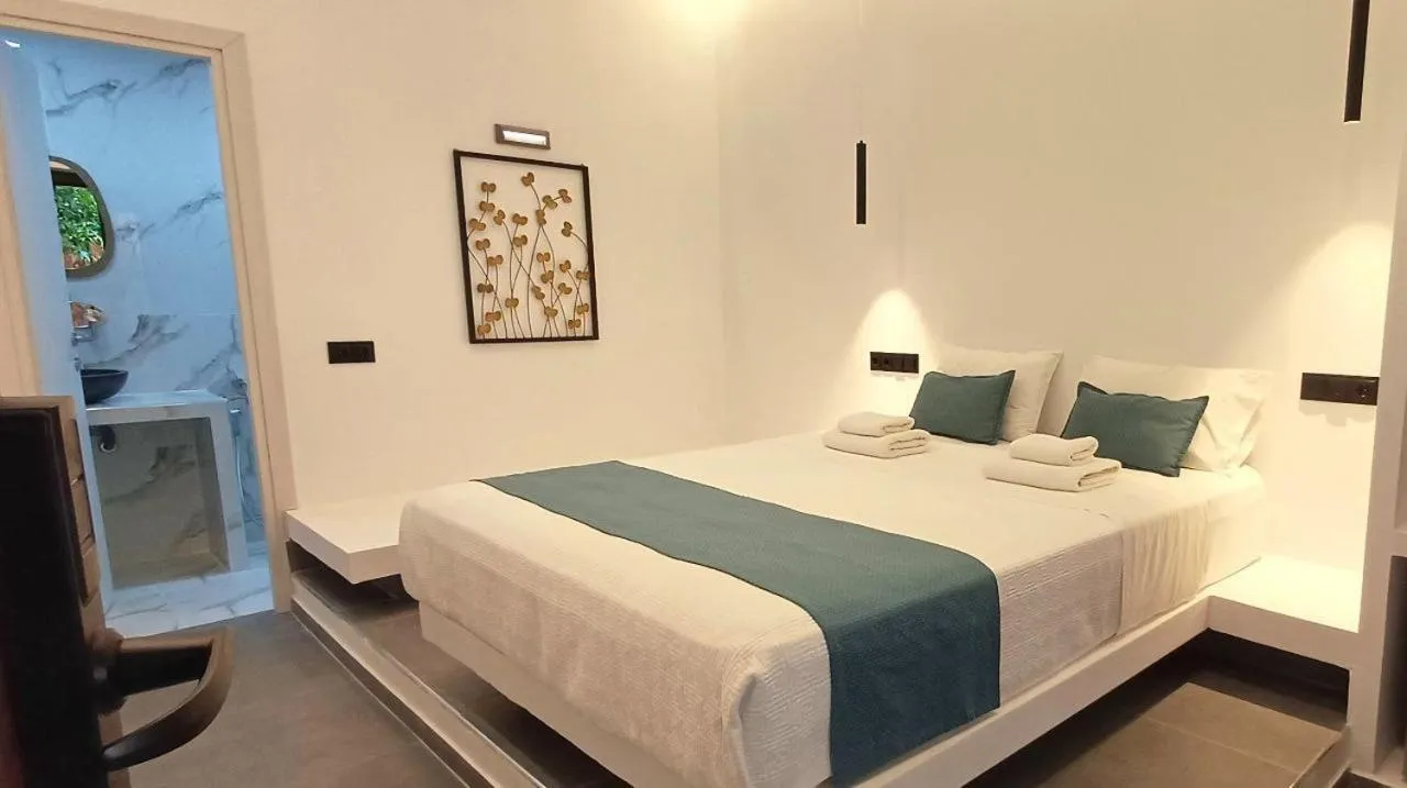 Bed in Rigas Hotel Skopelos