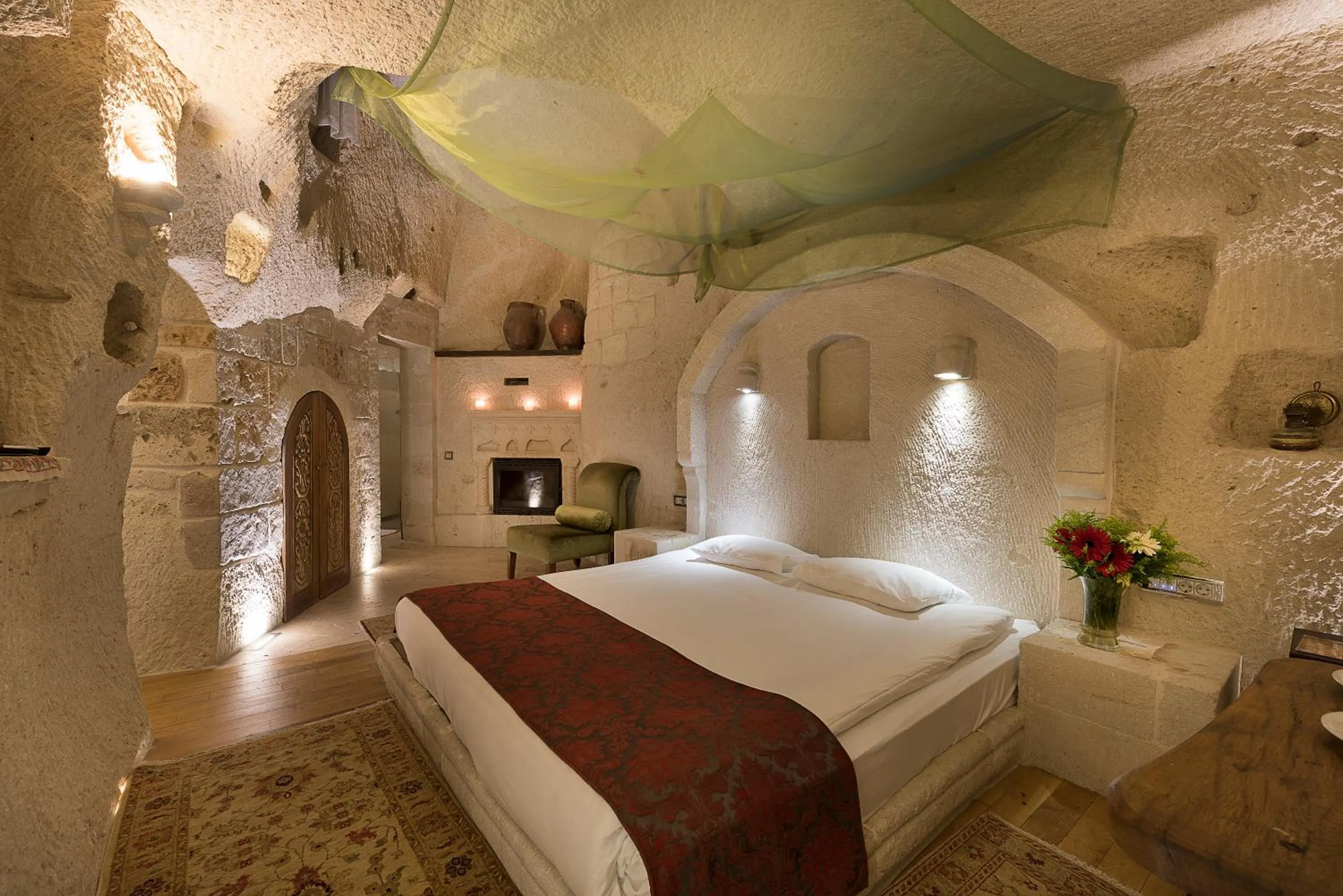 Bed in Anatolian Houses Cave Hotel & SPA