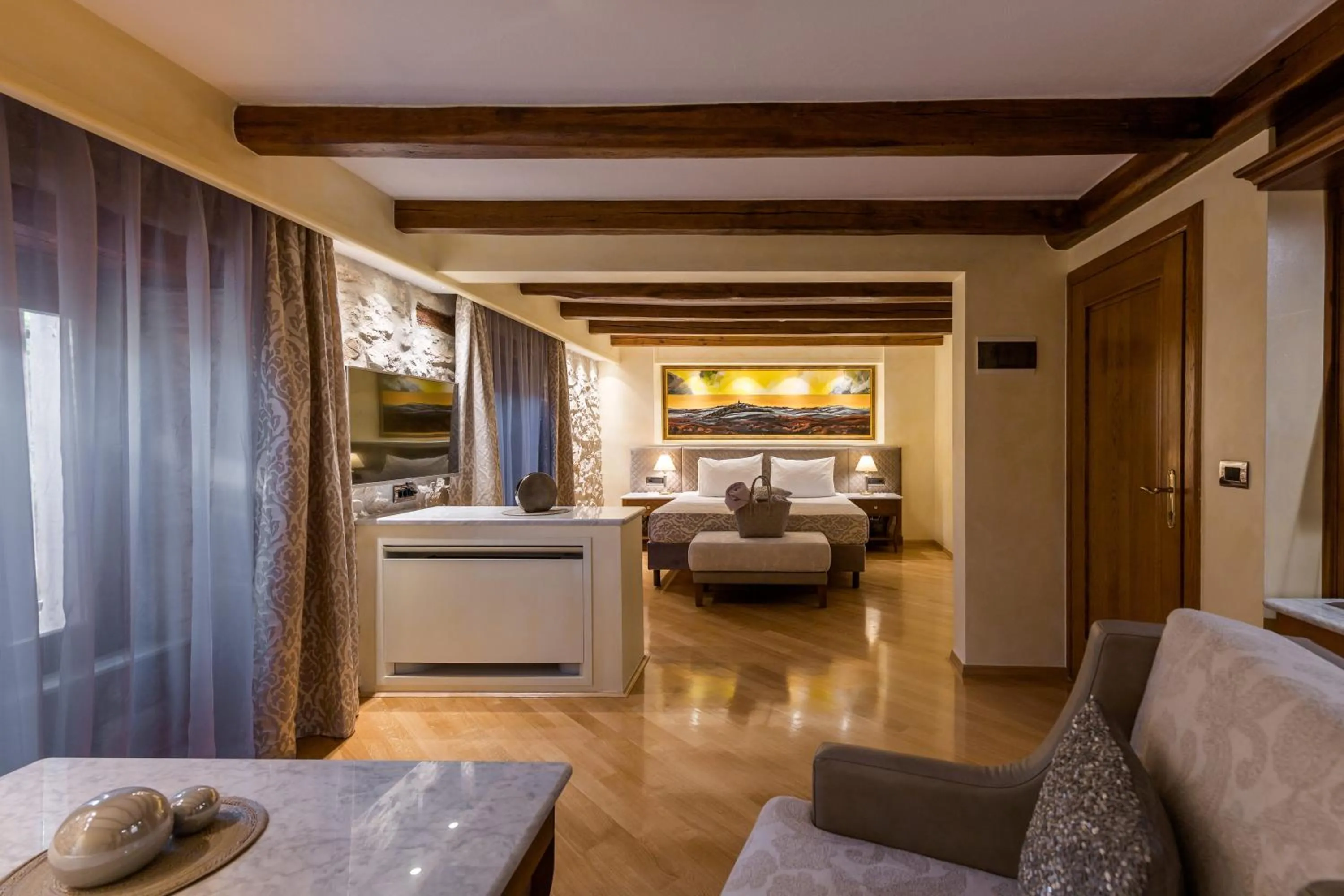 Seating area, Bed in Boutique Hotel San Rocco