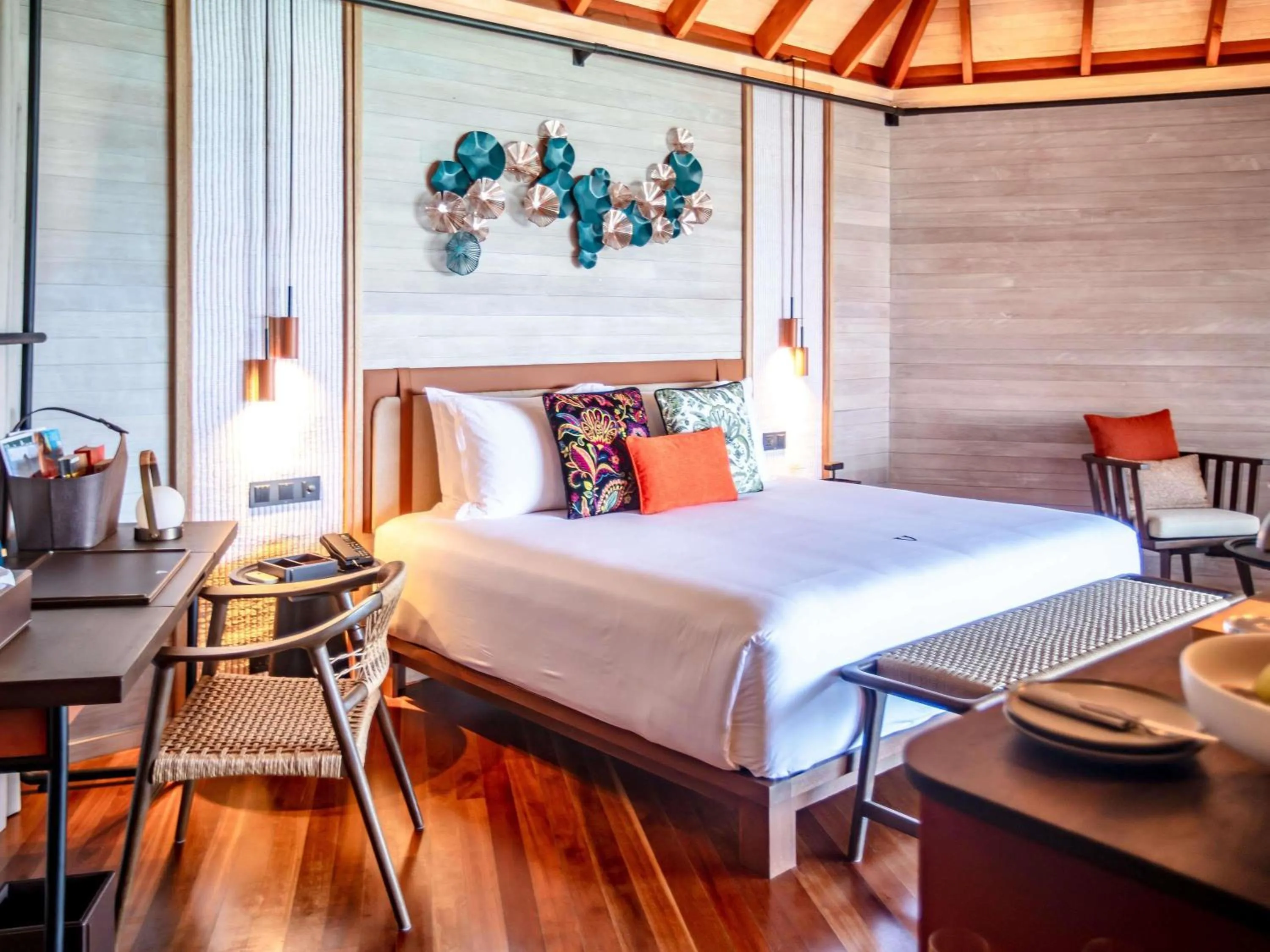 Bedroom, Bed in V Villas Maldives at Mirihi - MGallery Collection