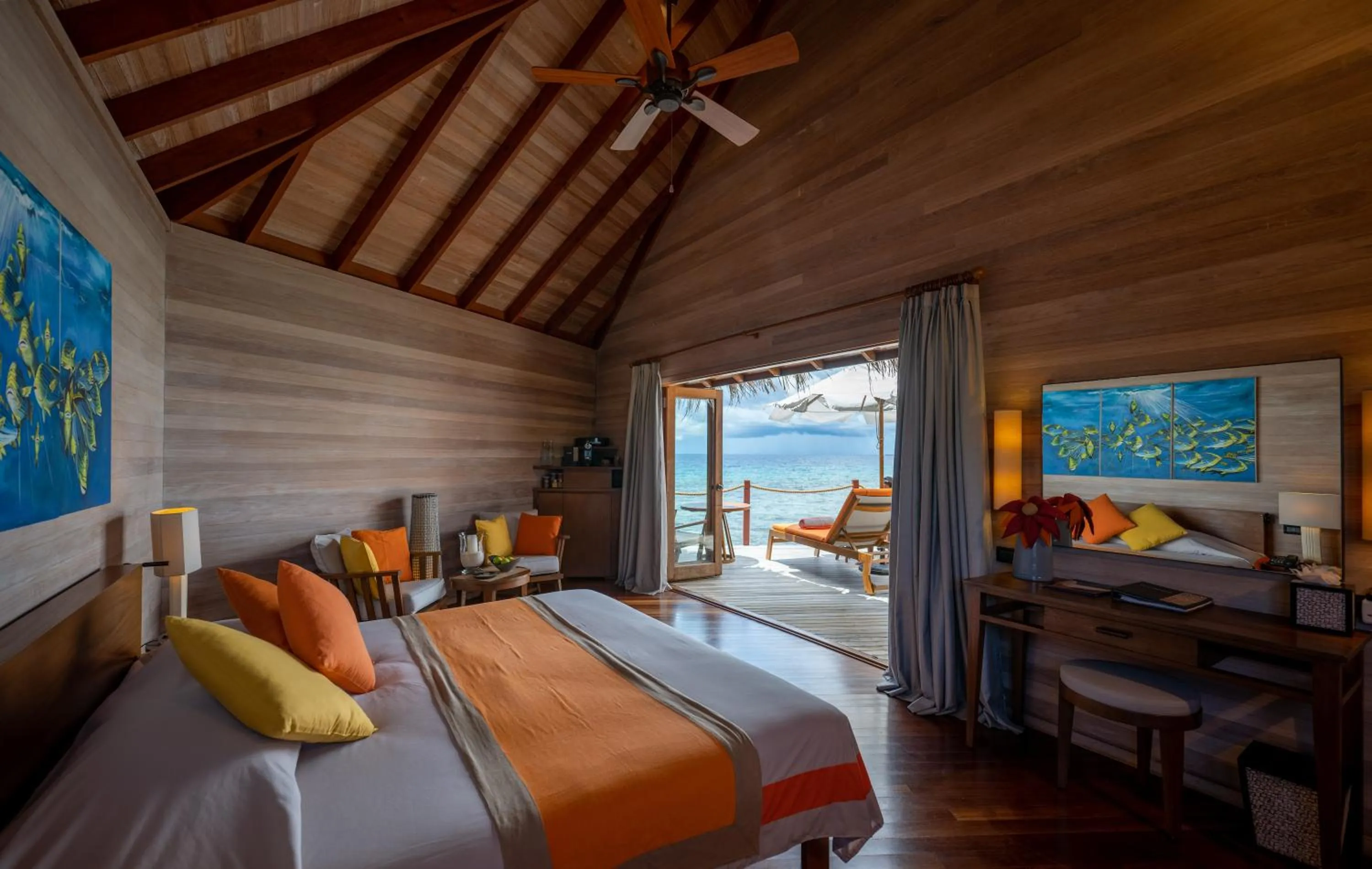 Bedroom, Bed in V Villas Maldives at Mirihi - MGallery Collection