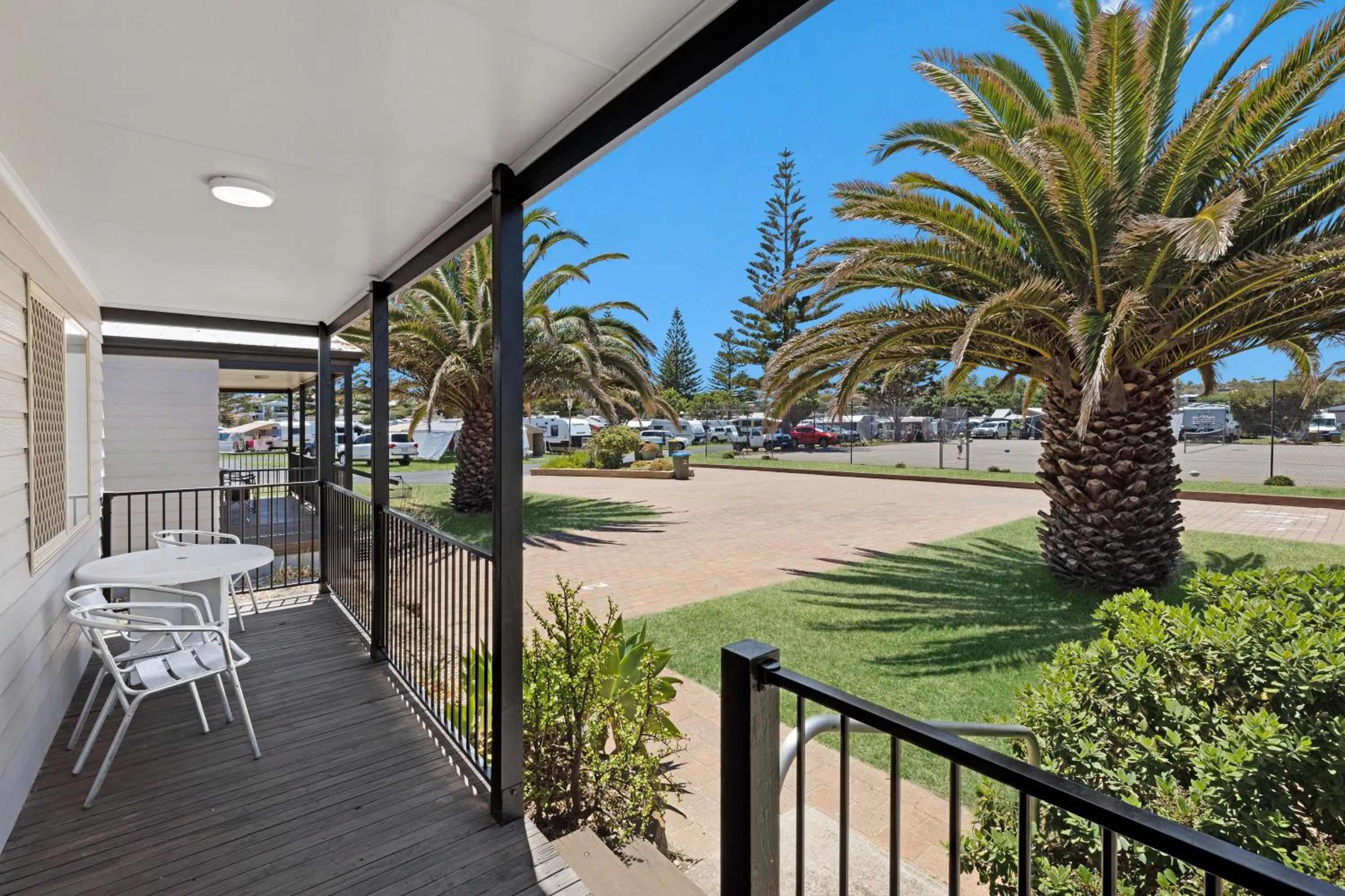 Garden view in Moana Beach Tourist Park