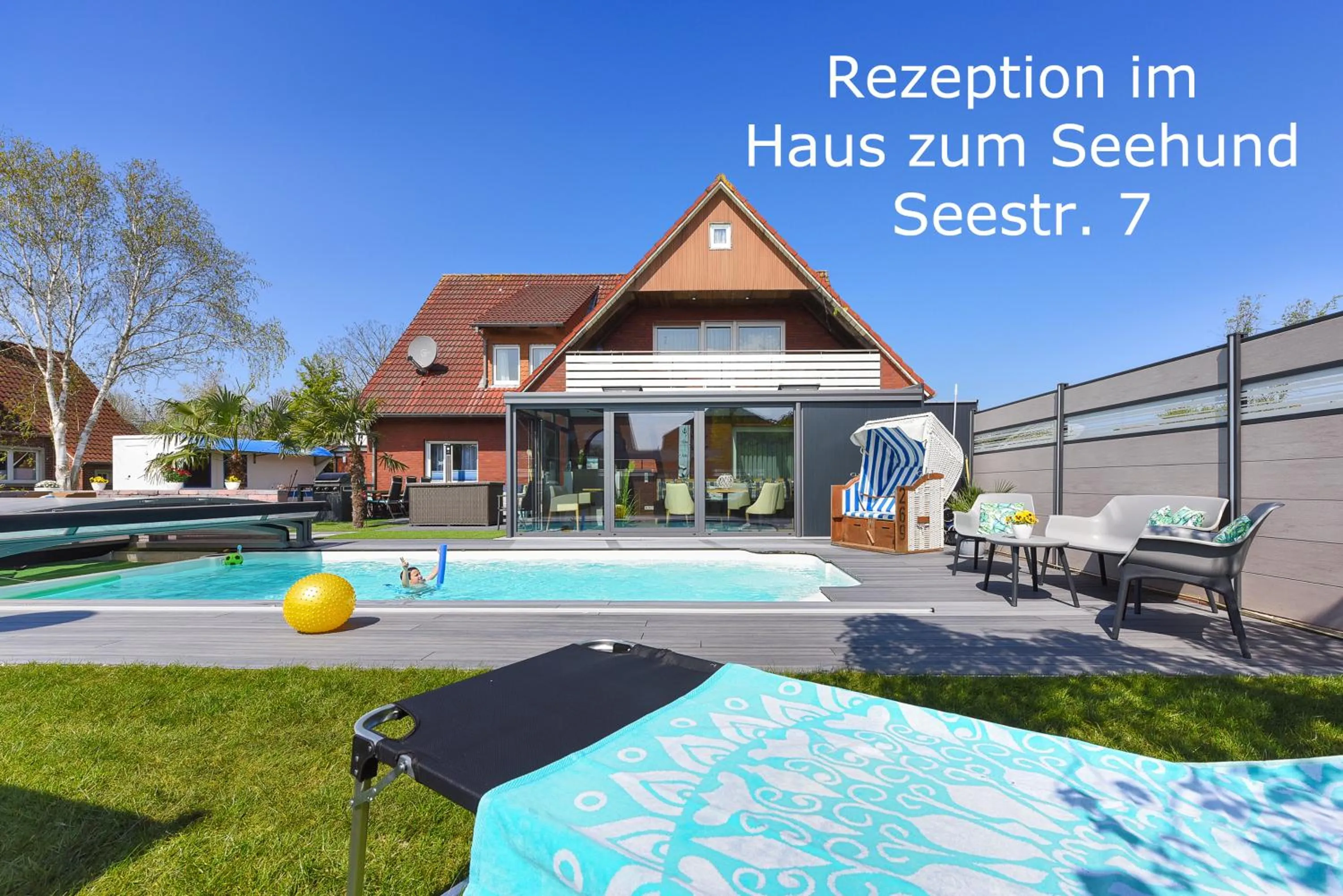 Ferienwohnung Haus zum Seehund mit Pool, Garten und Tischtennisplatte