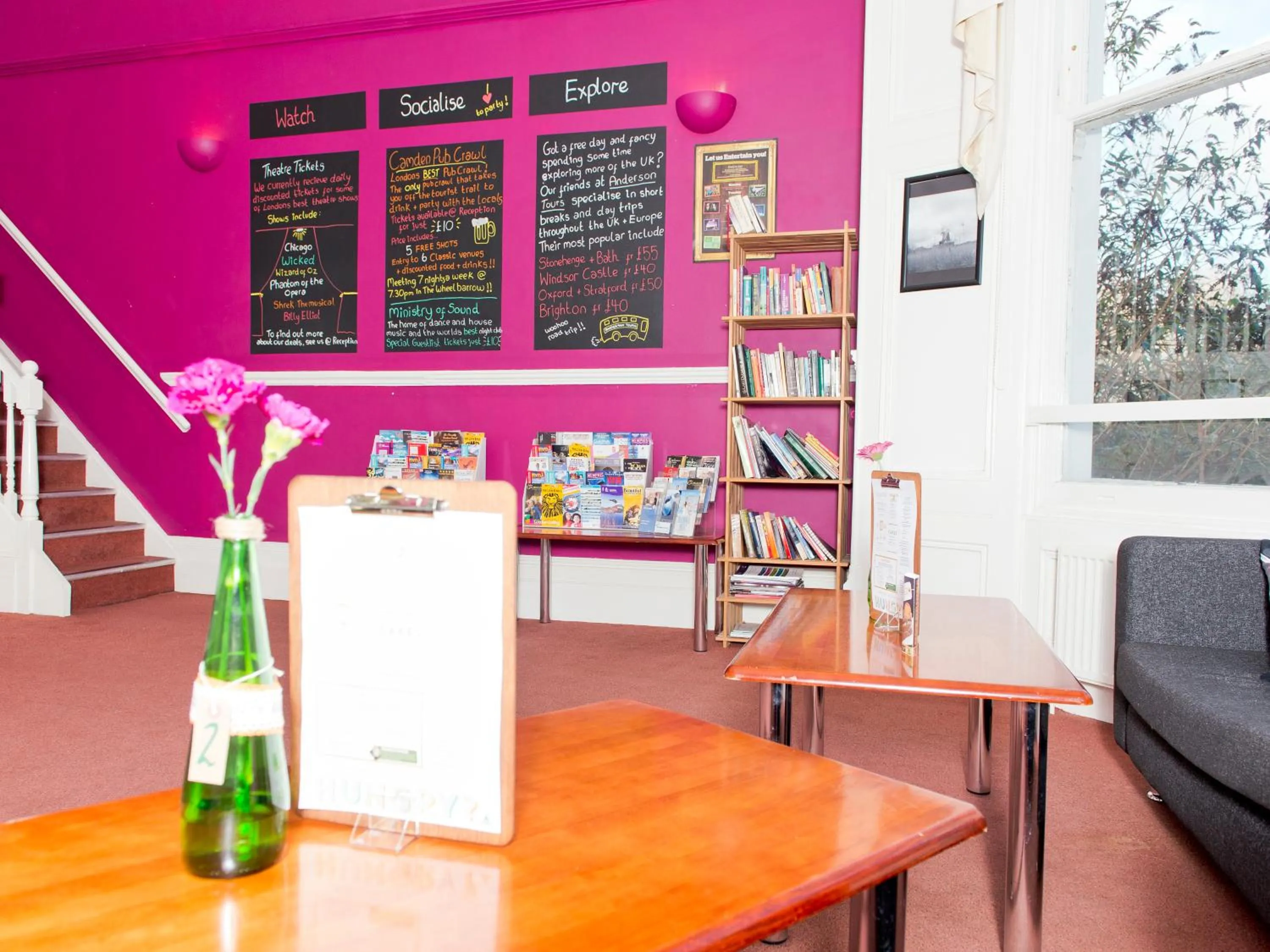 Seating area in YHA London Earl's Court