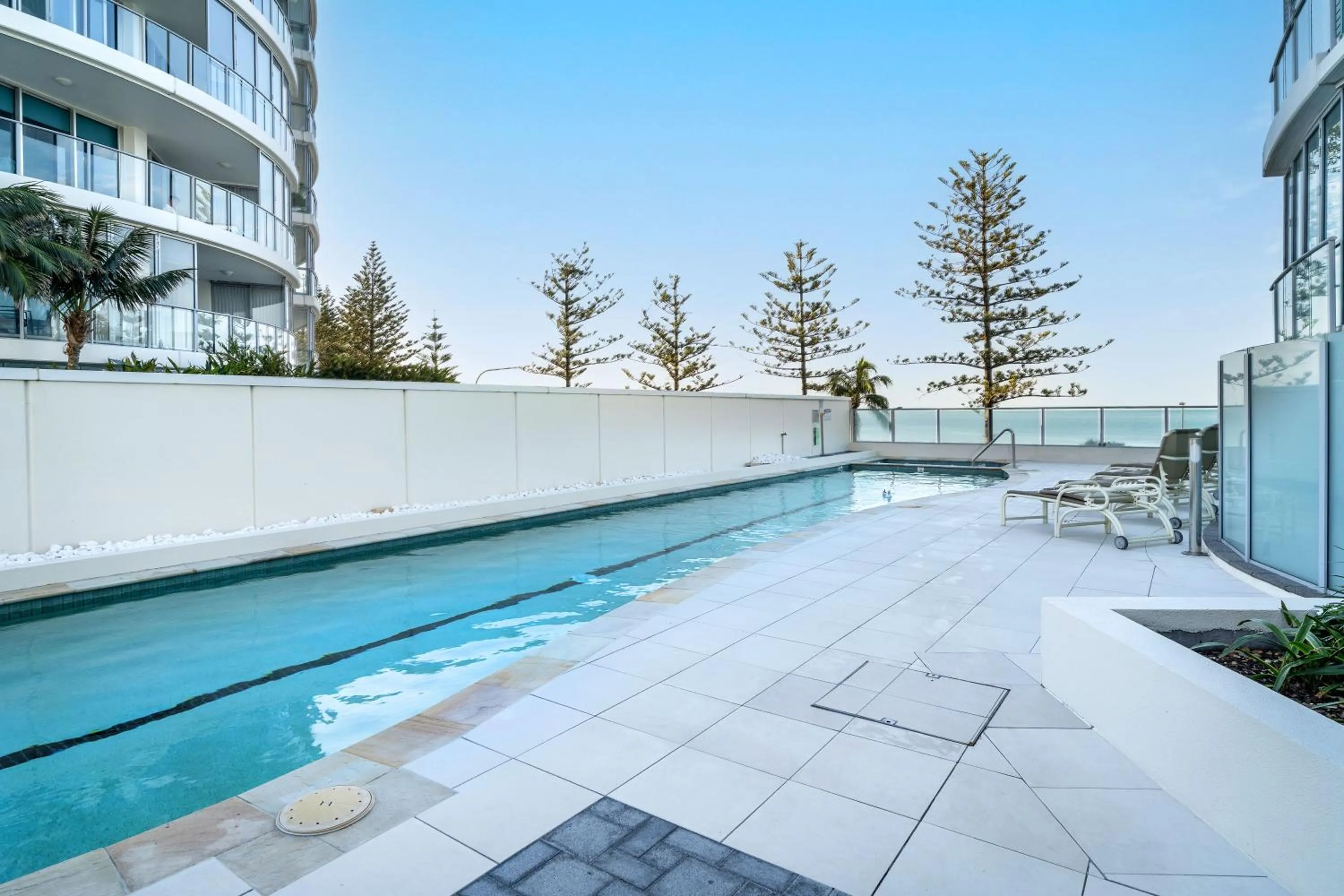 Swimming pool in Reflection on the Sea