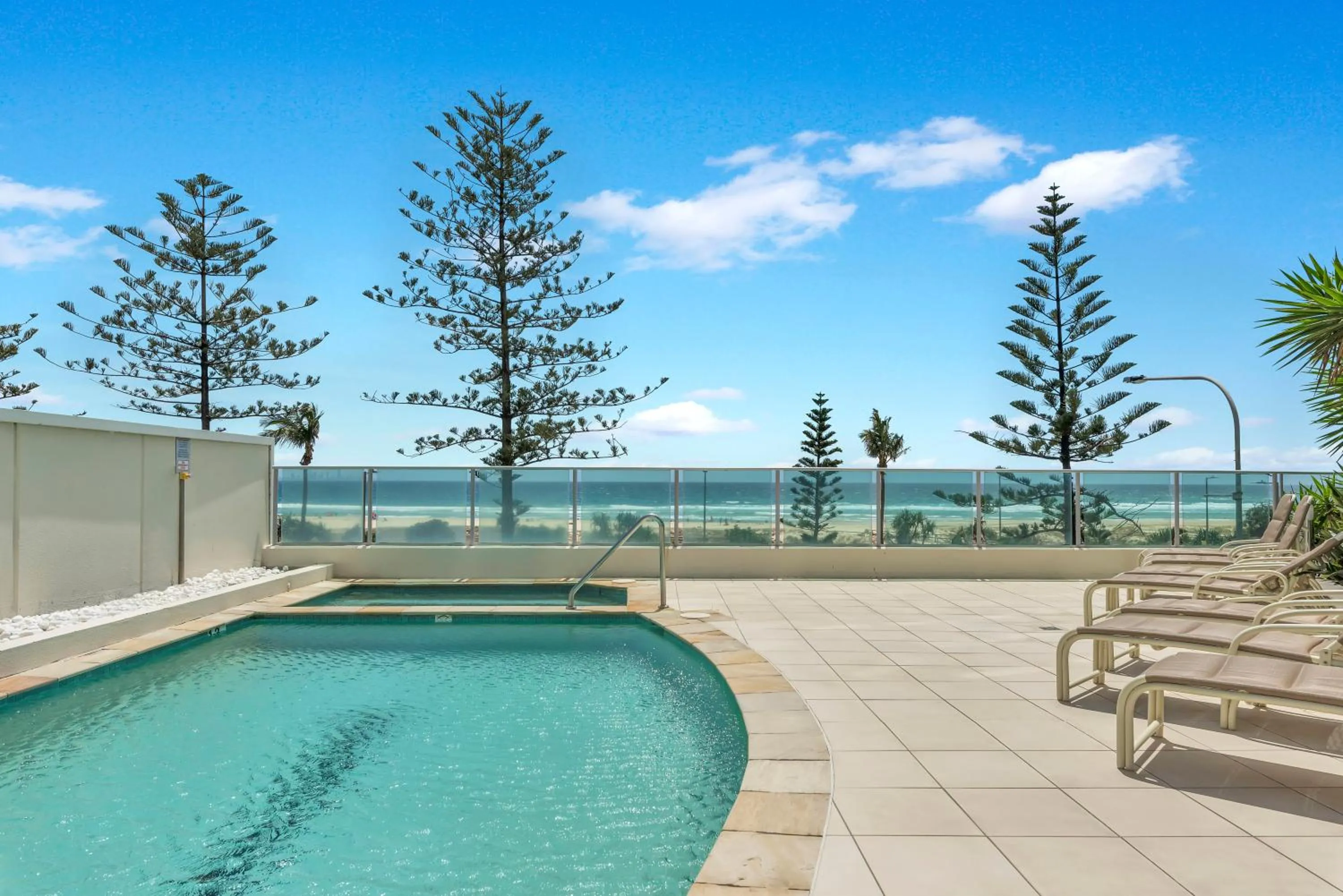 Swimming pool in Reflection on the Sea