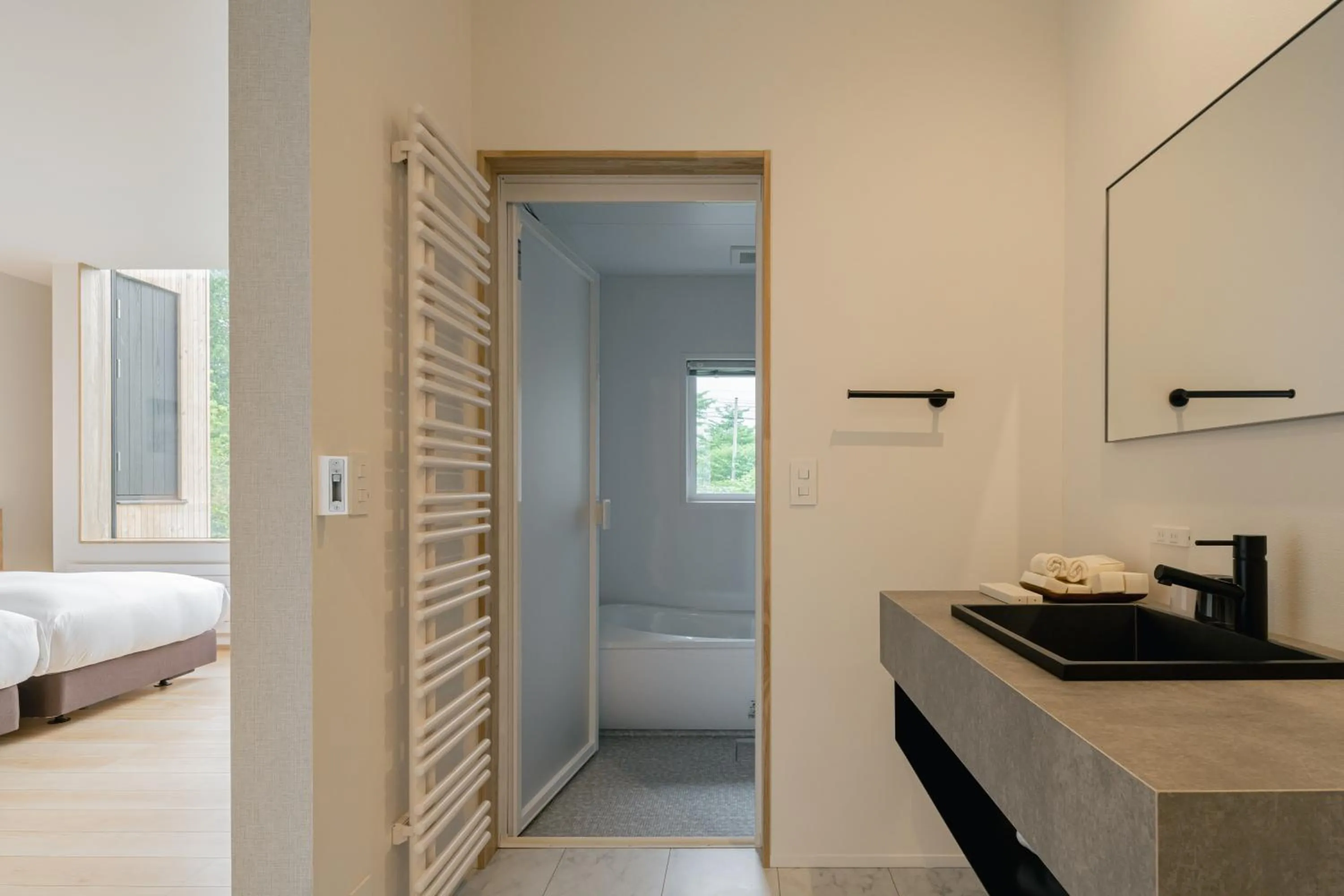 Bathroom, Bed in Miru Niseko