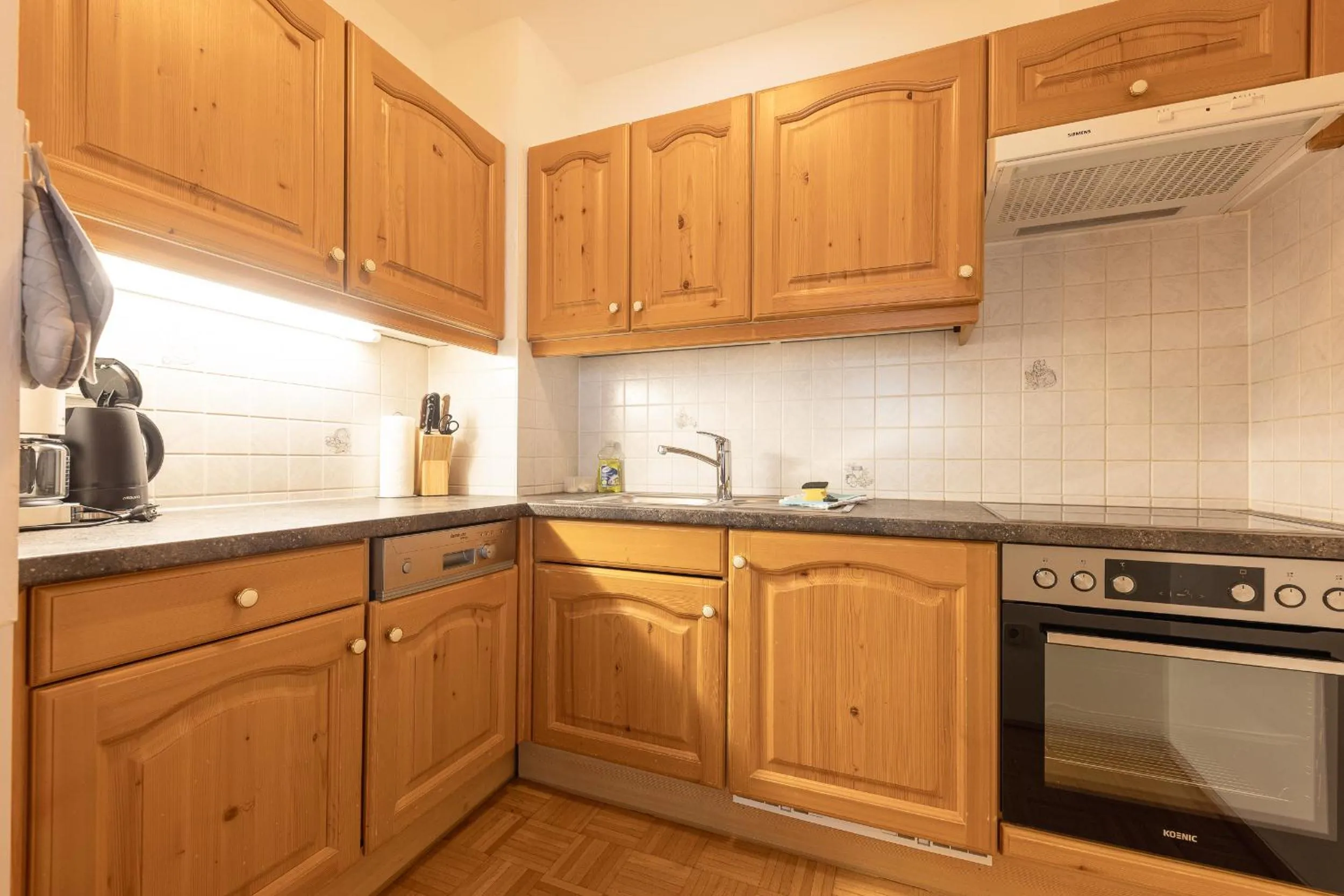 Kitchen or kitchenette in Aparthaus Camping Stubai