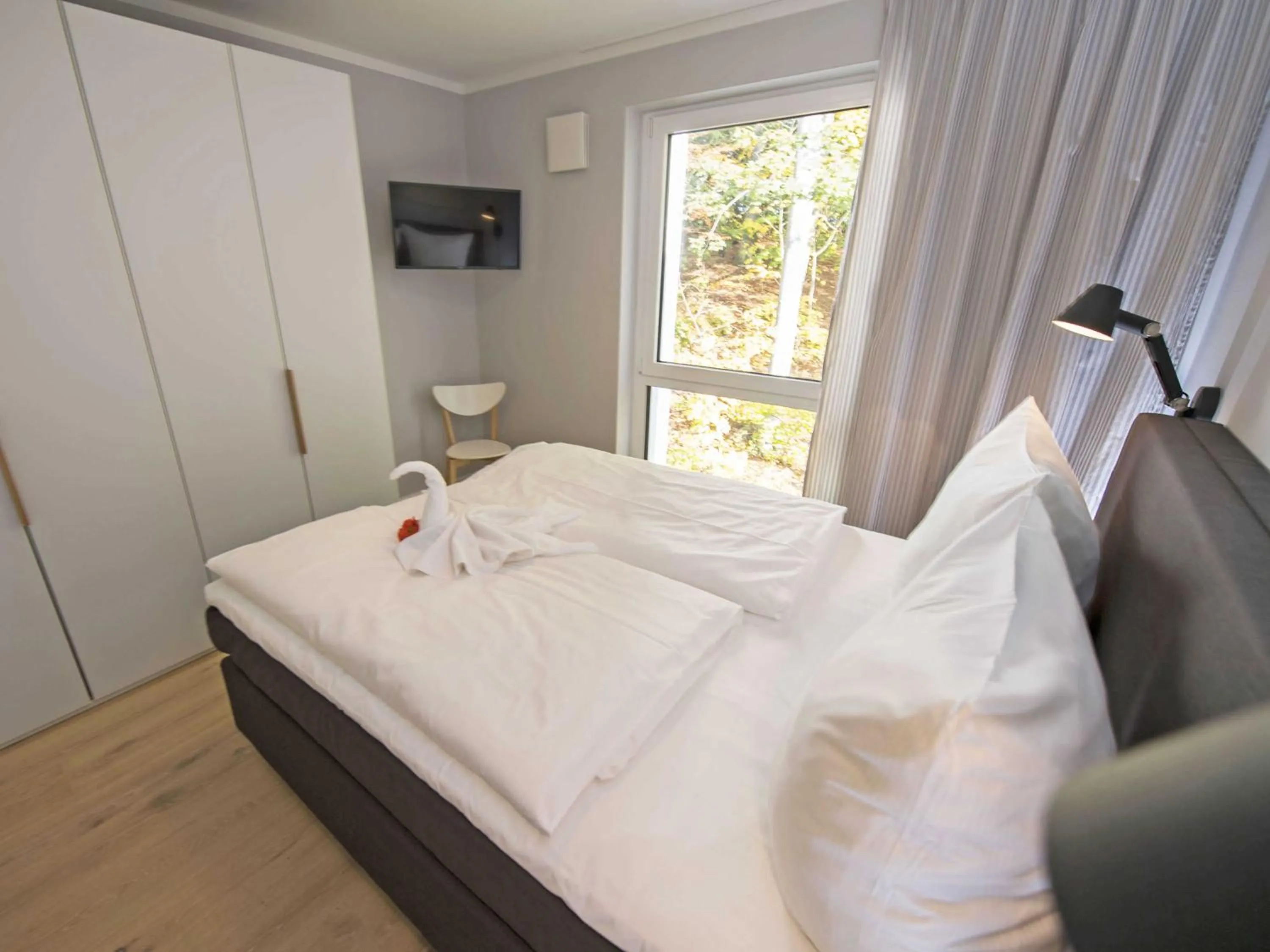 Bed in Haus Königsstuhl in Sellin - Penthouse mit Kamin und Balkon