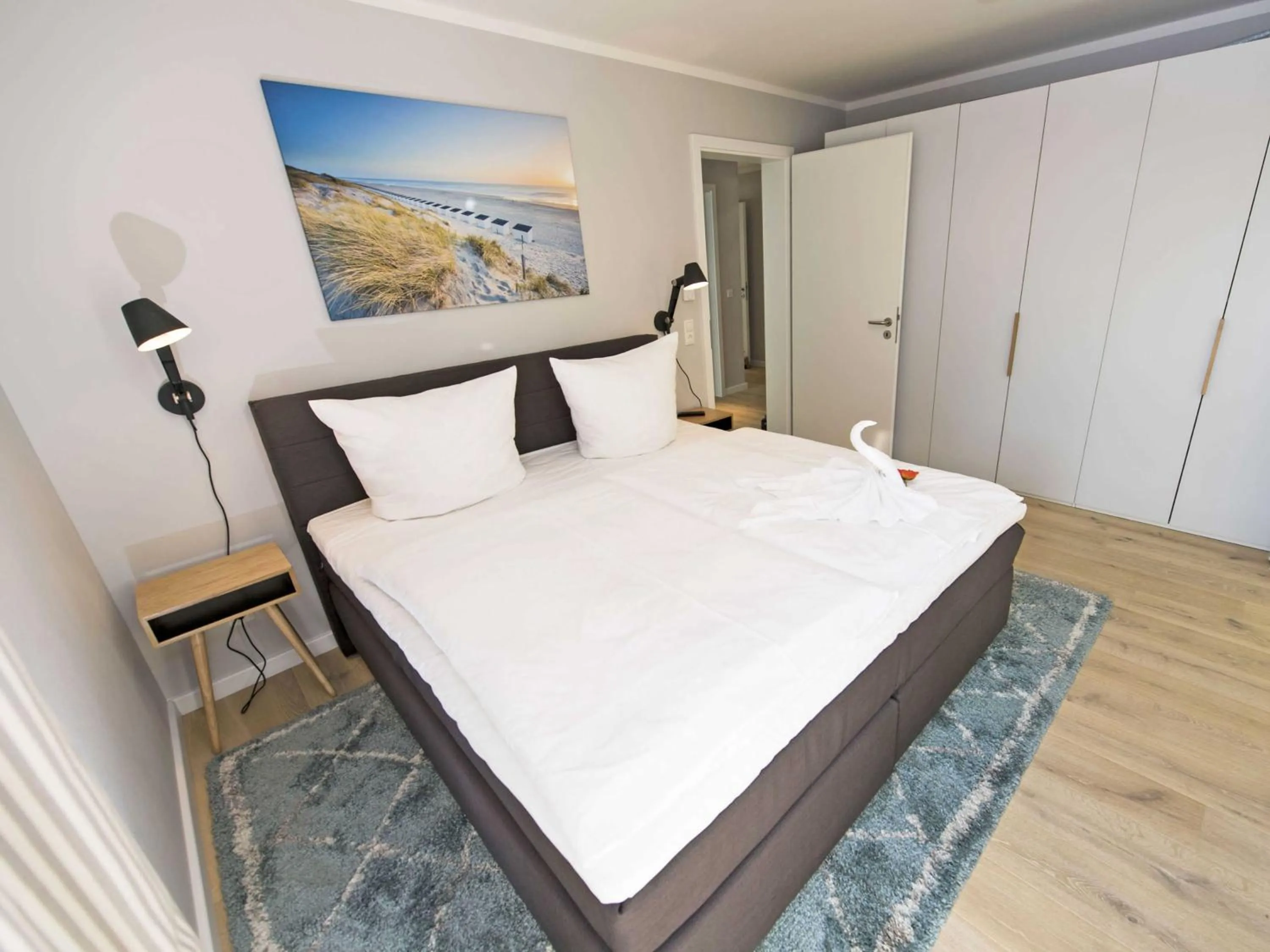 Bed in Haus Königsstuhl in Sellin - Penthouse mit Kamin und Balkon