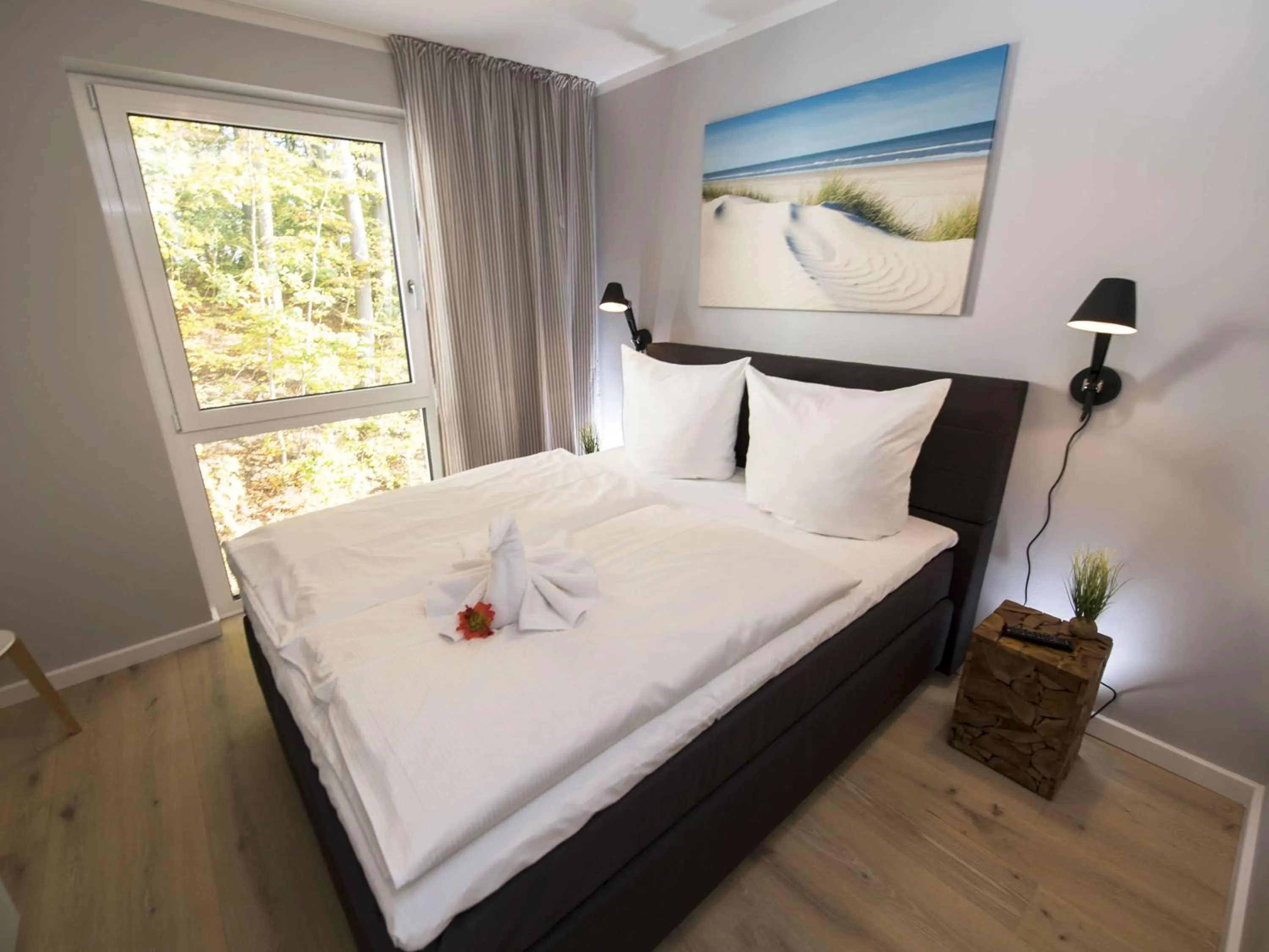 Bed in Haus Königsstuhl in Sellin - Penthouse mit Kamin und Balkon