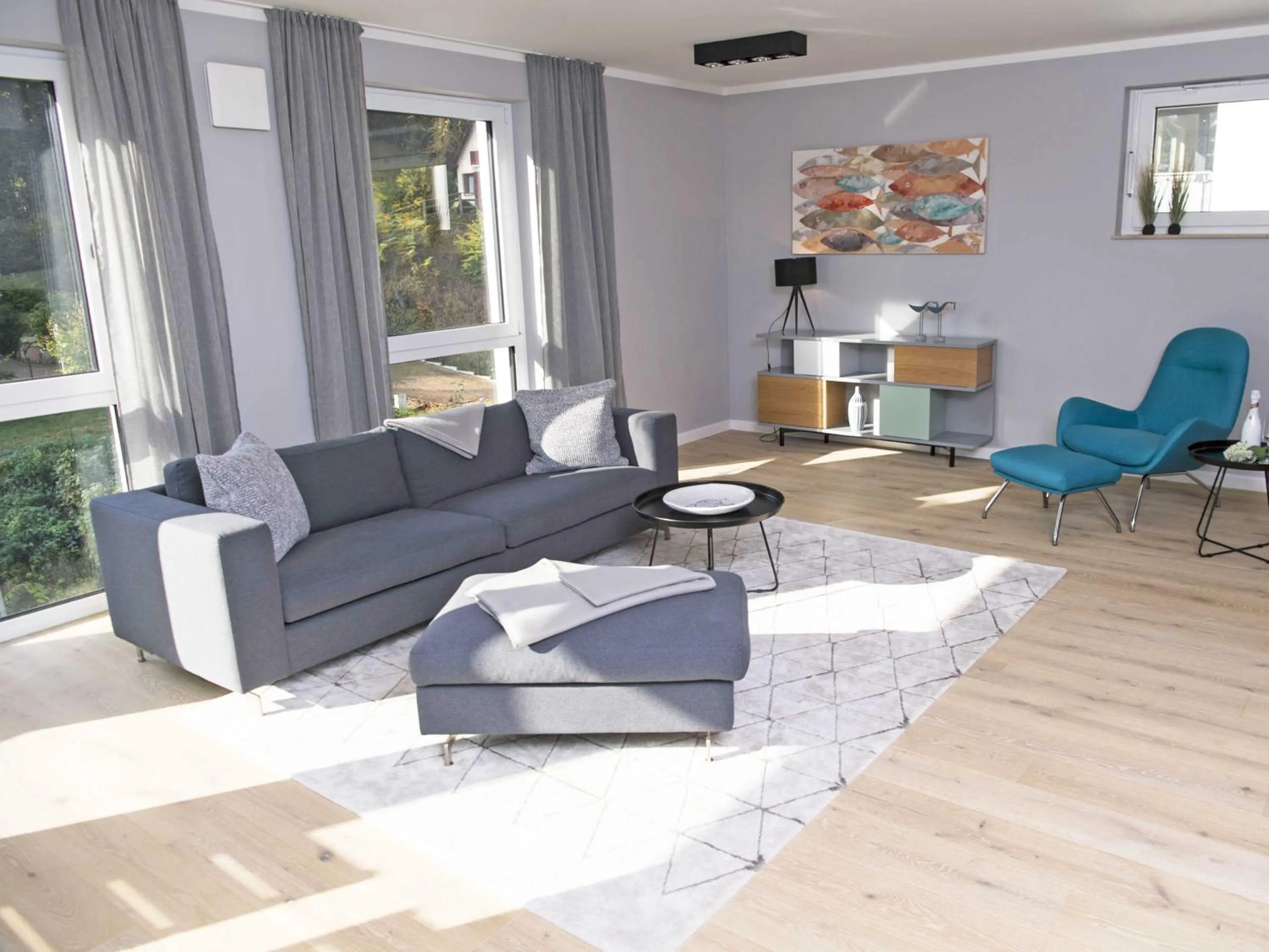 Living room in Haus Königsstuhl in Sellin - Penthouse mit Kamin und Balkon