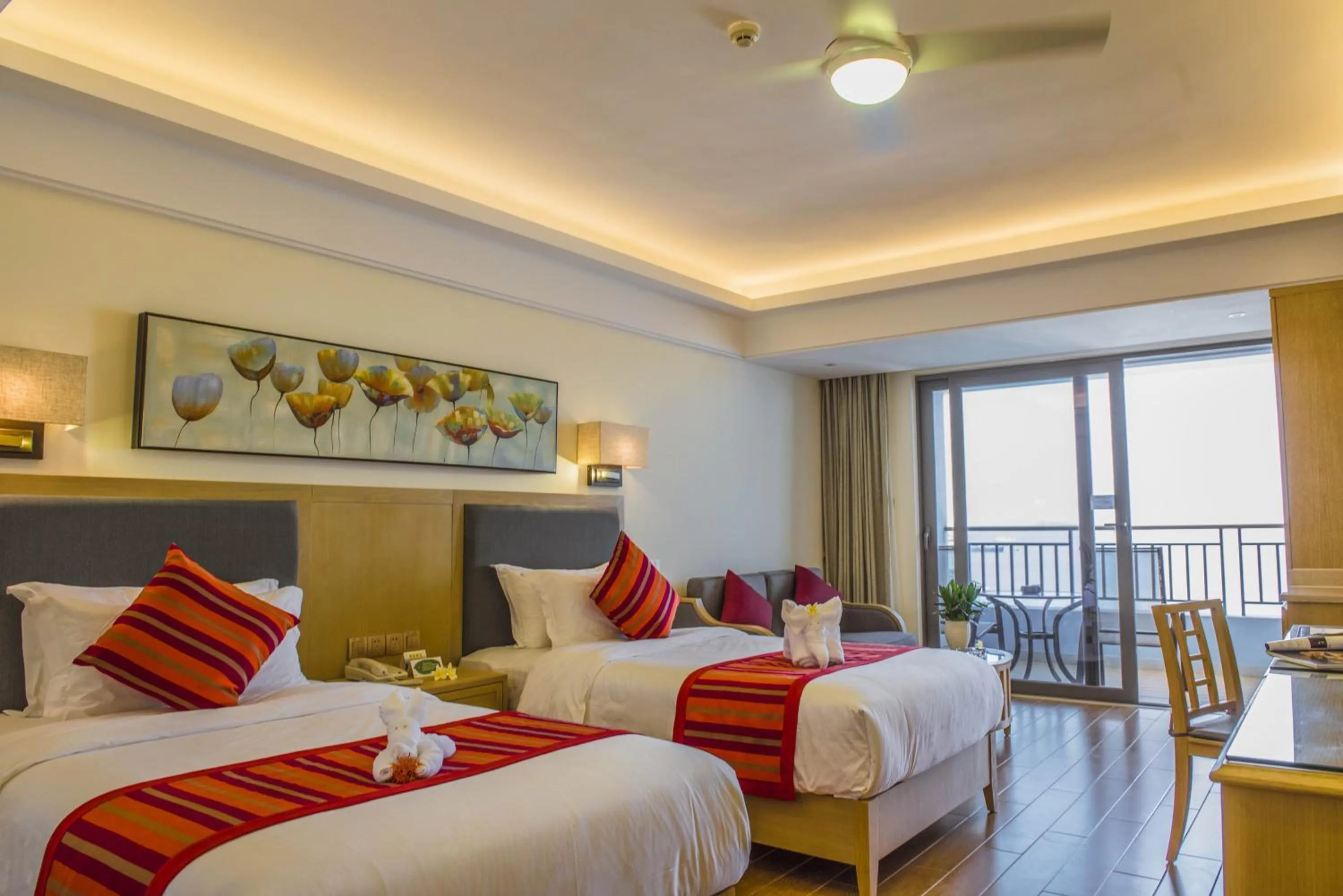 Bed in Tianze Beach Resort