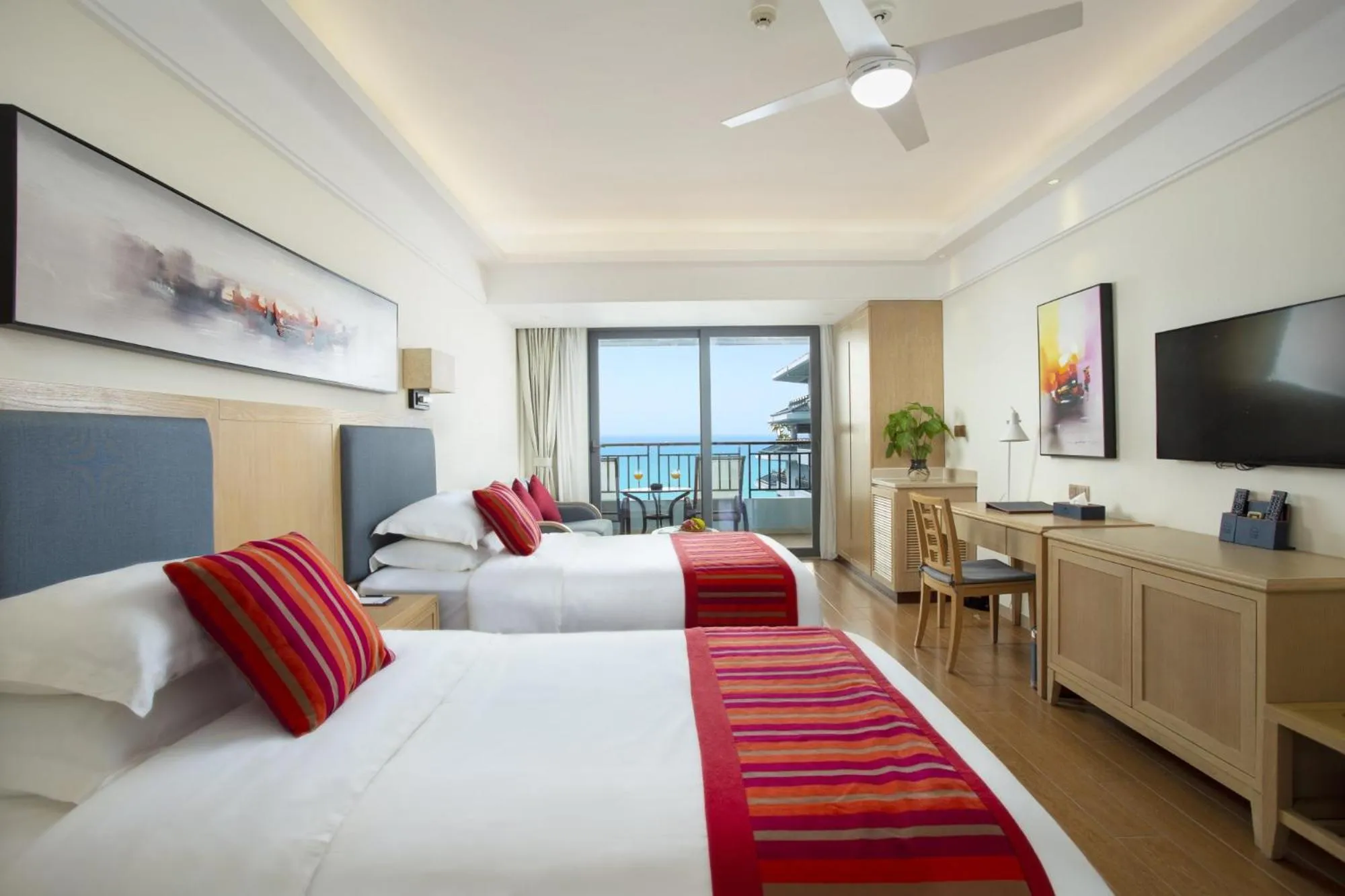 Bed in Tianze Beach Resort