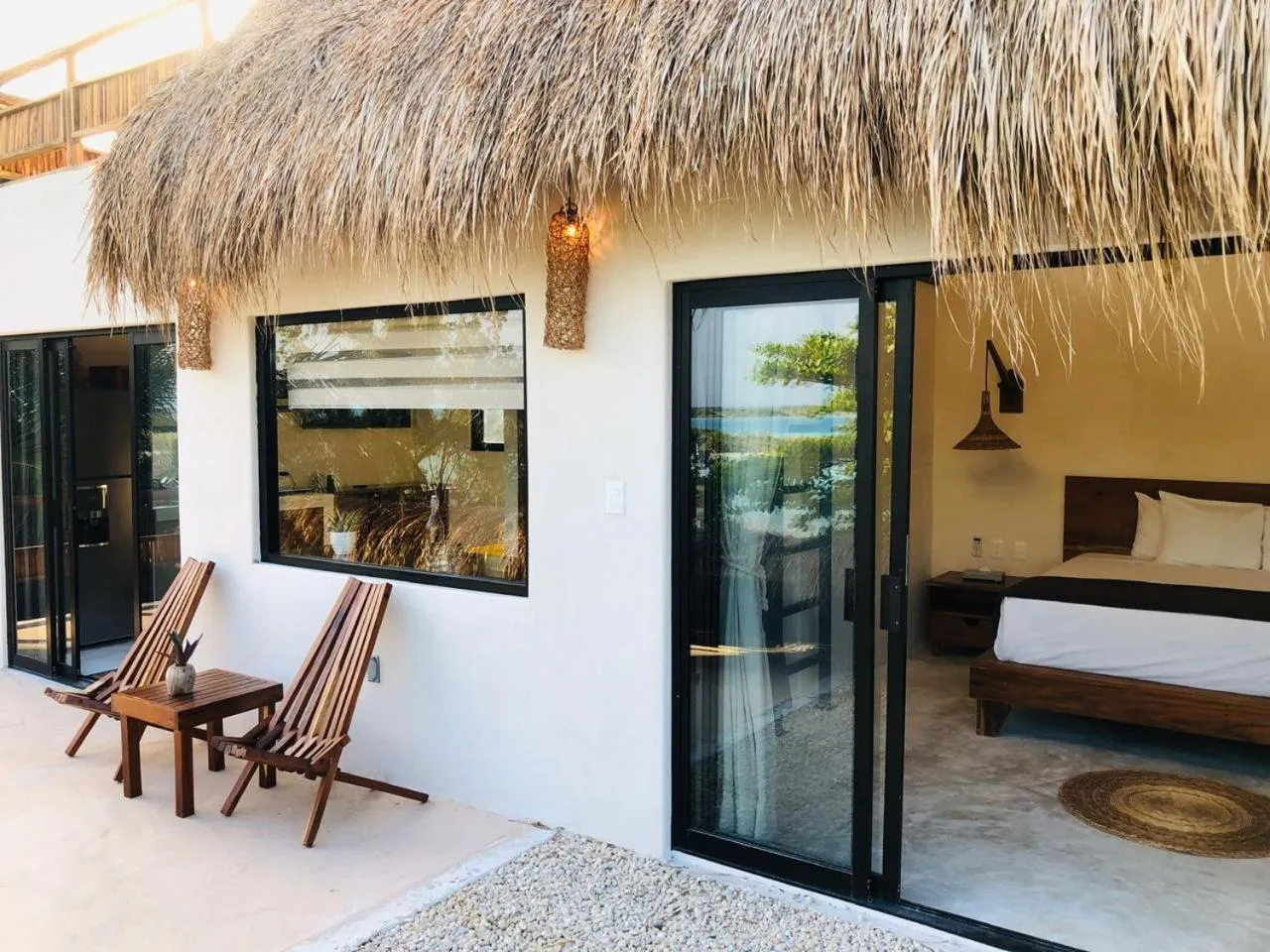 Balcony/Terrace, Bed in Hotel CasaBakal - A pie de Laguna - Bacalar