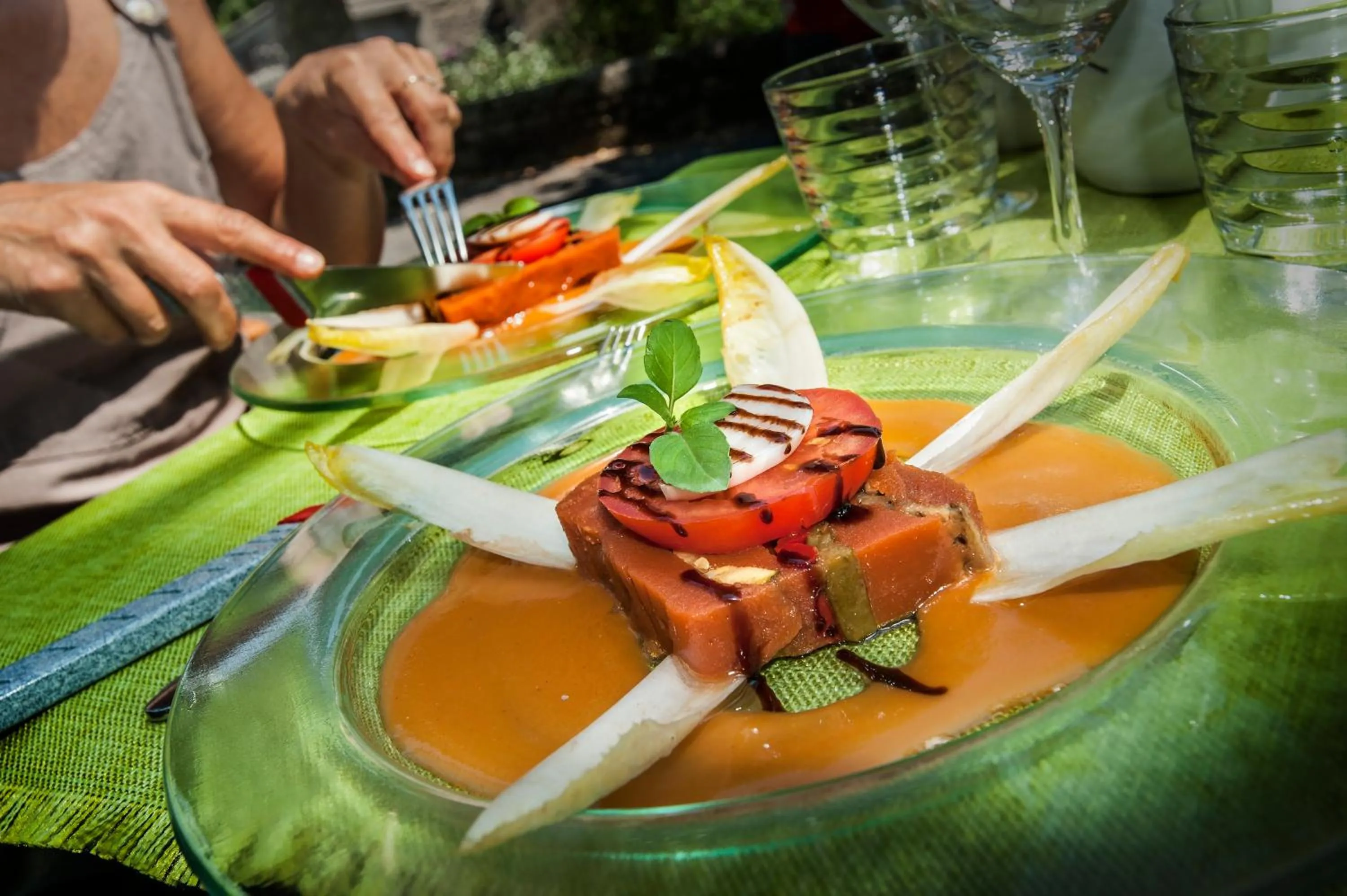 Patio in Logis Hôtel Restaurant Le Mont Aigoual