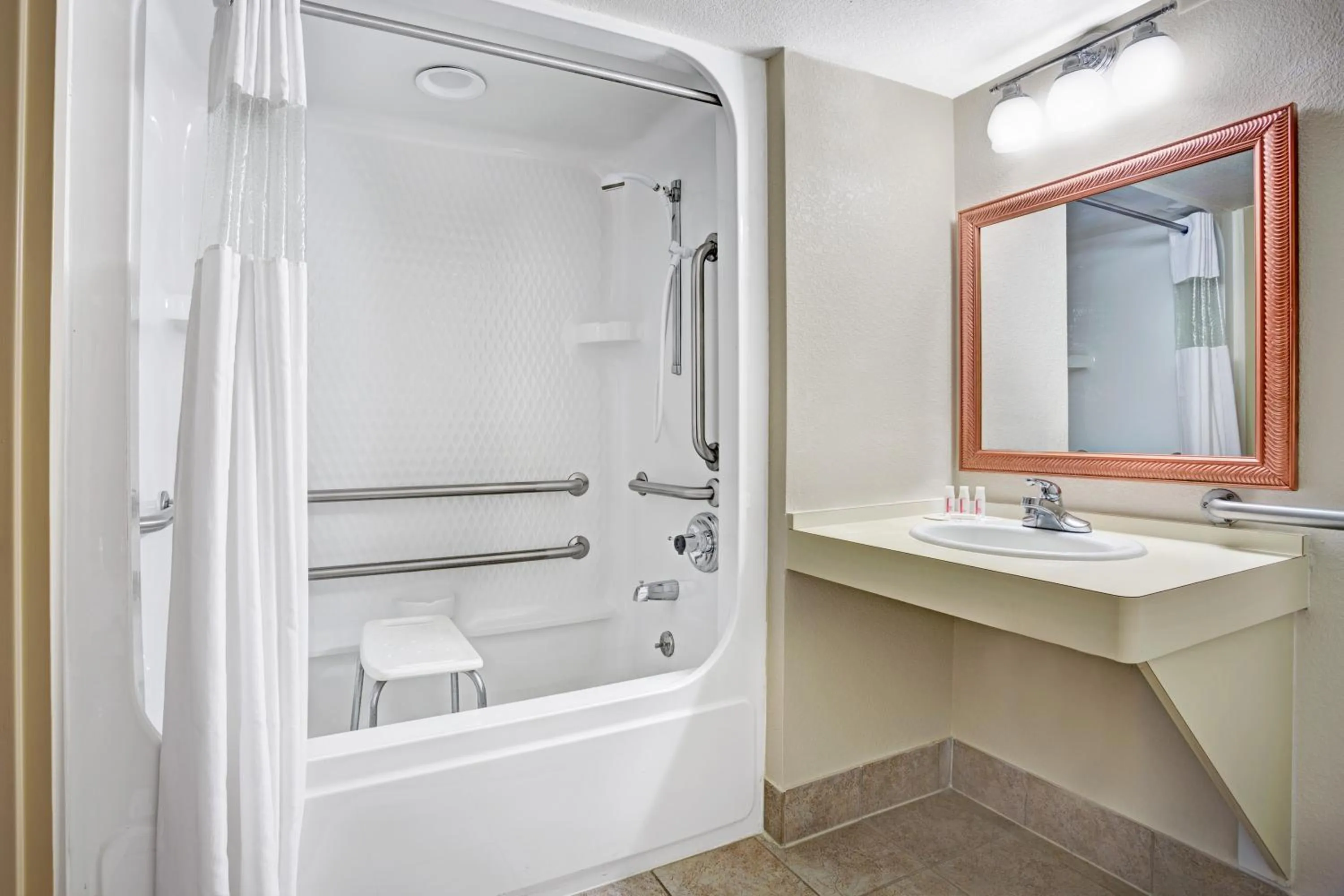 Bathroom in Travelodge by Wyndham Iowa City